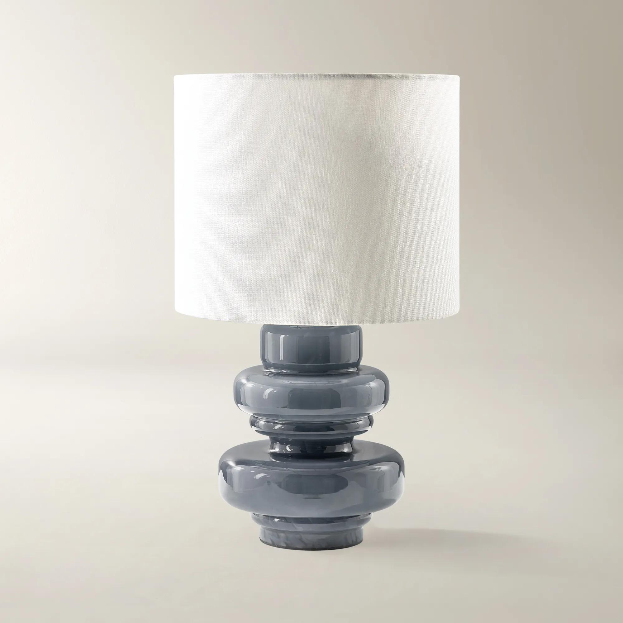 Edin Mouth Blown Slate Blue Glass Table Lamp 17.5"