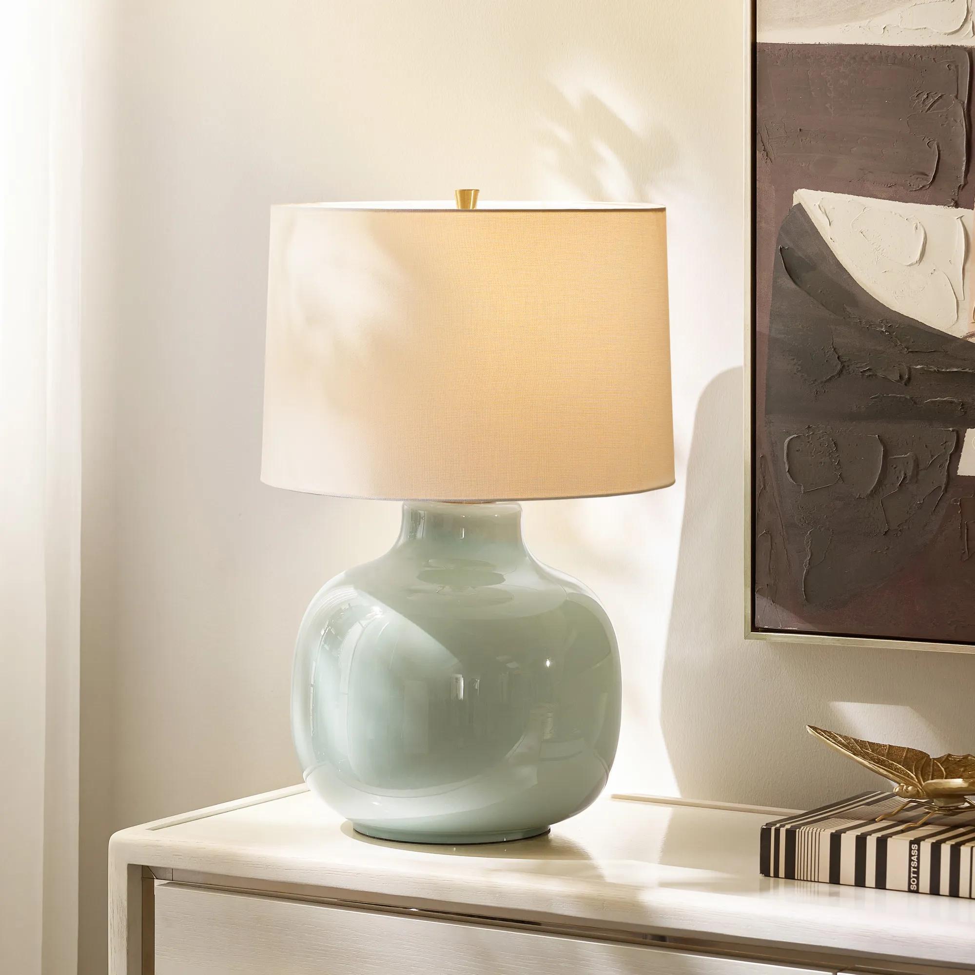 Blair Glass Table Lamp 25" - Sea Glass