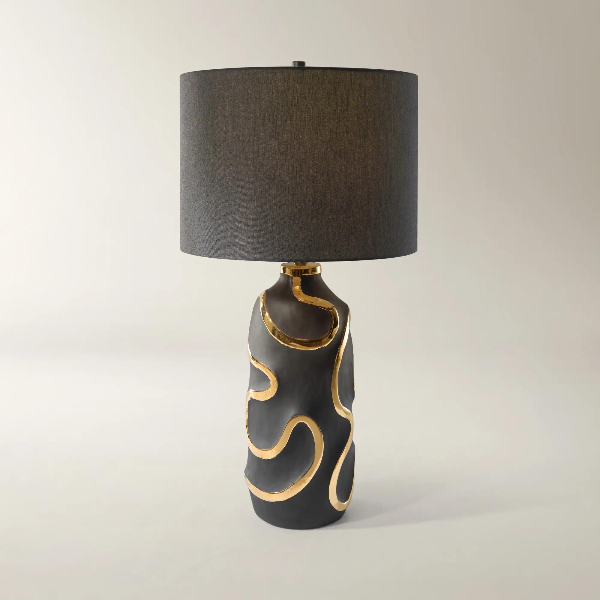 Seraphina Ceramic Table Lamp 32" - Black/Gold