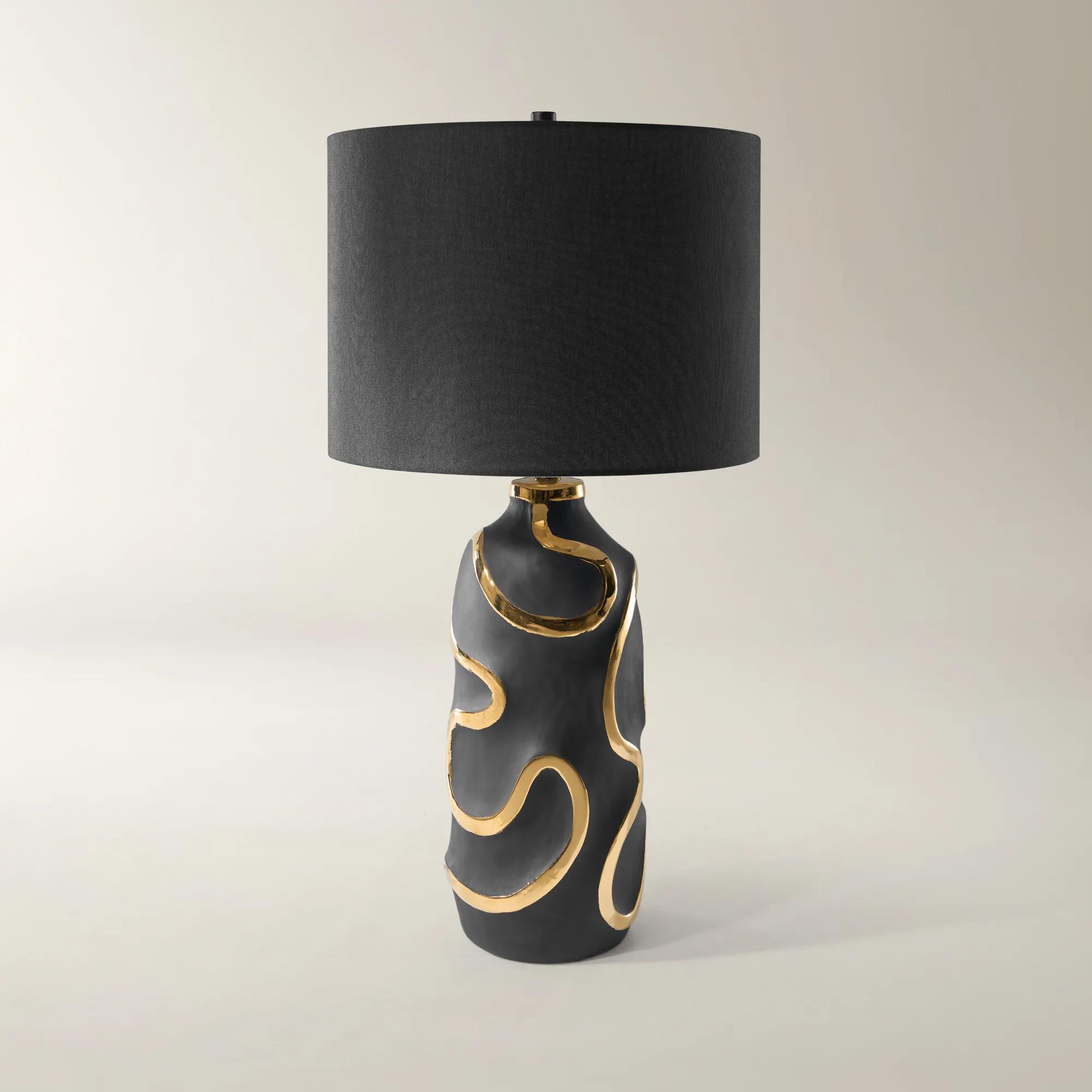 Seraphina Ceramic Table Lamp 32" - Black/Gold