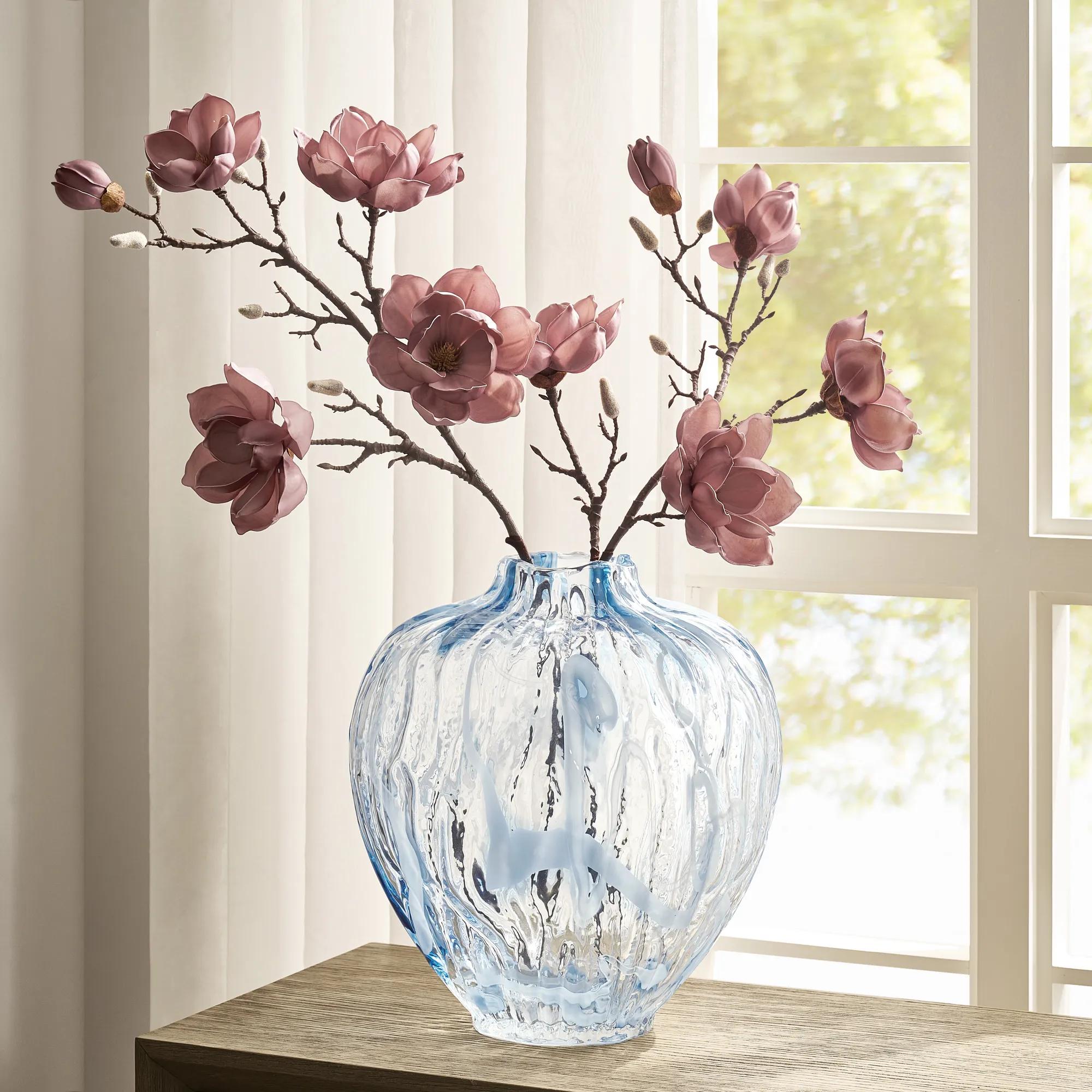 Pearlized Antique Mauve Magnolia Stem 40" - Set of 3