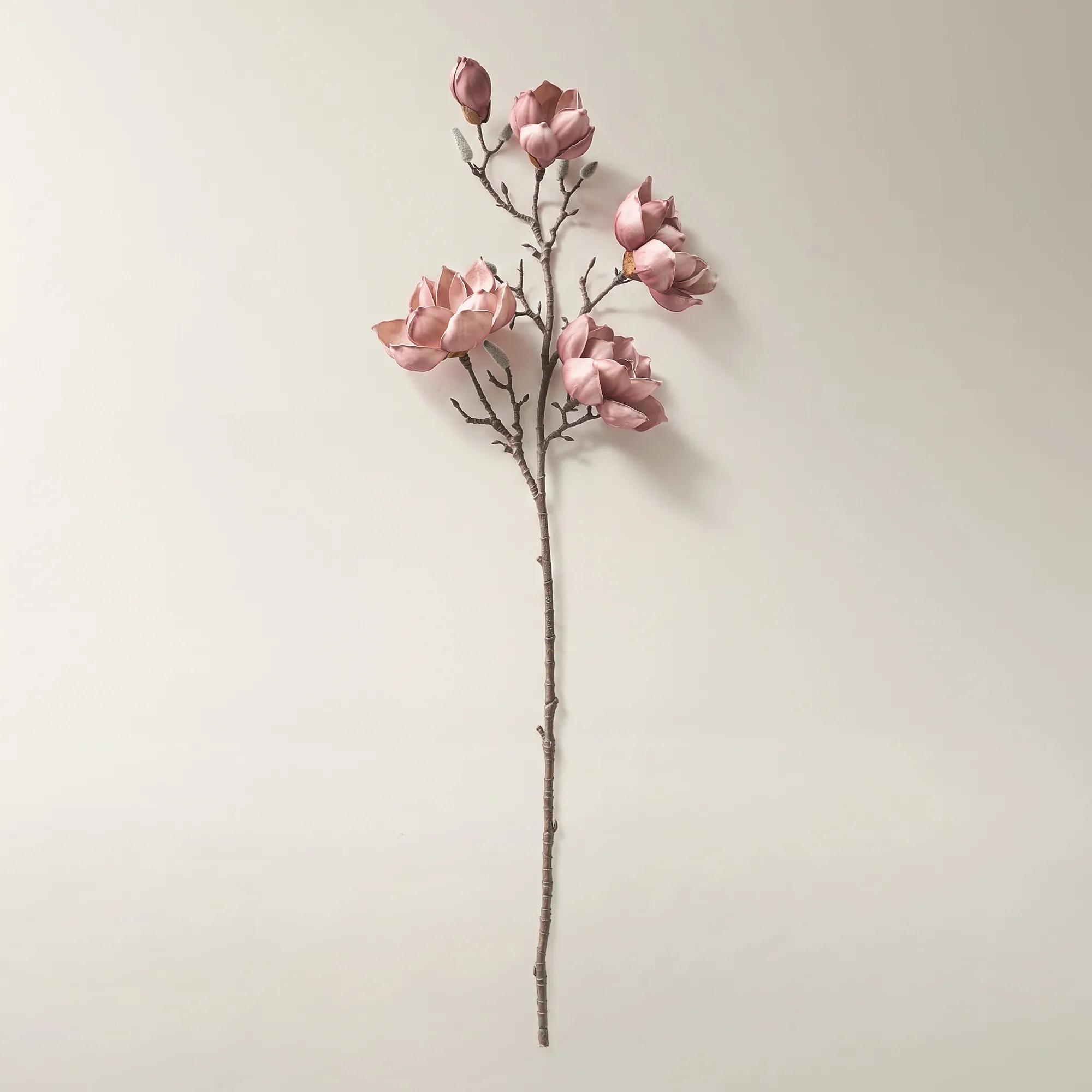Pearlized Antique Mauve Magnolia Stem 40" - Set of 3