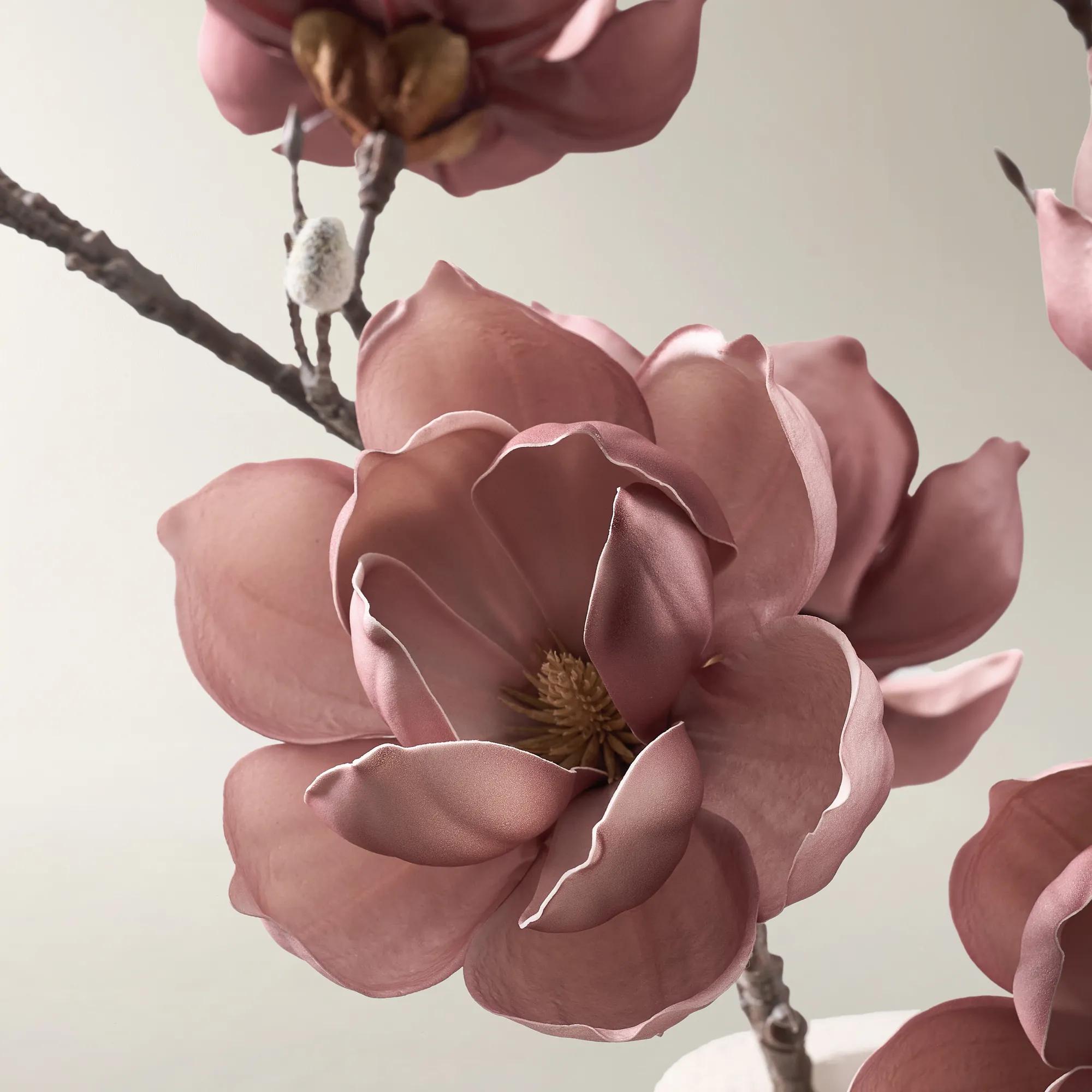 Pearlized Antique Mauve Magnolia Stem 40" - Set of 3