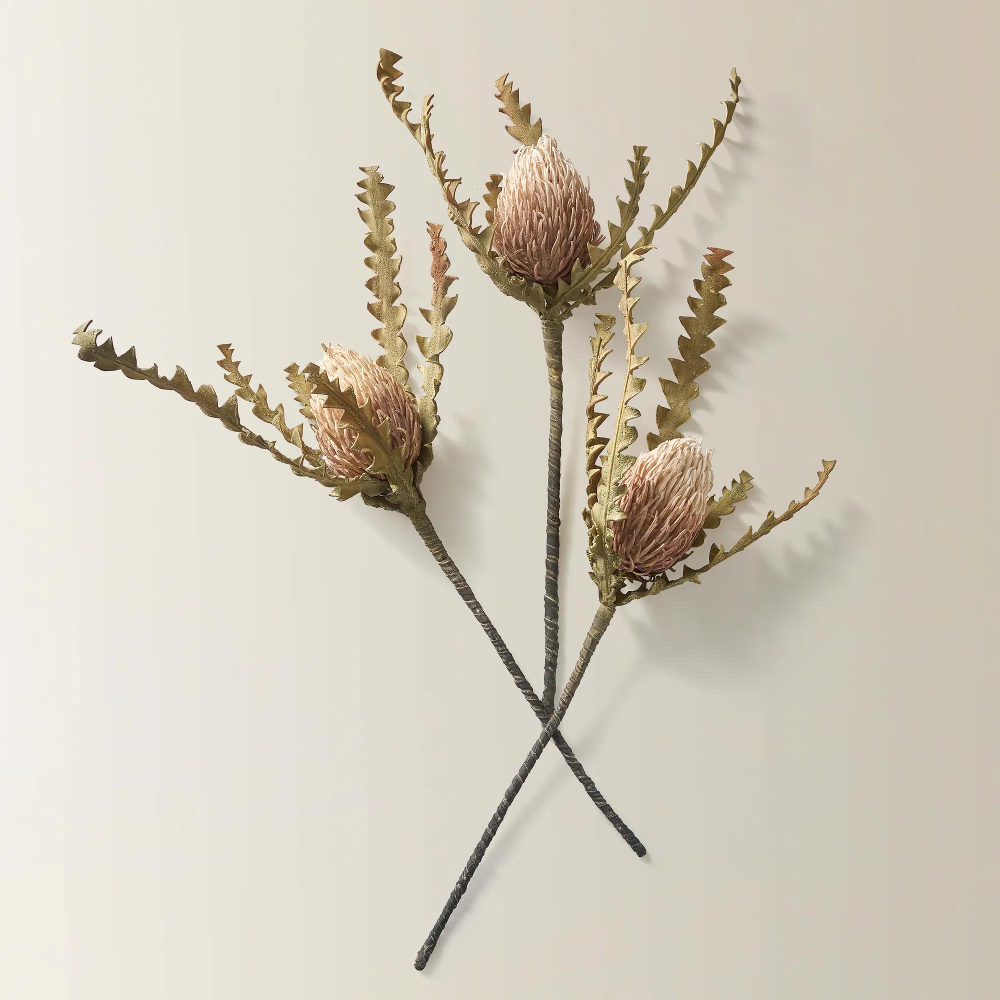 Yellow Banksia Stem 32.75" - Set of 3