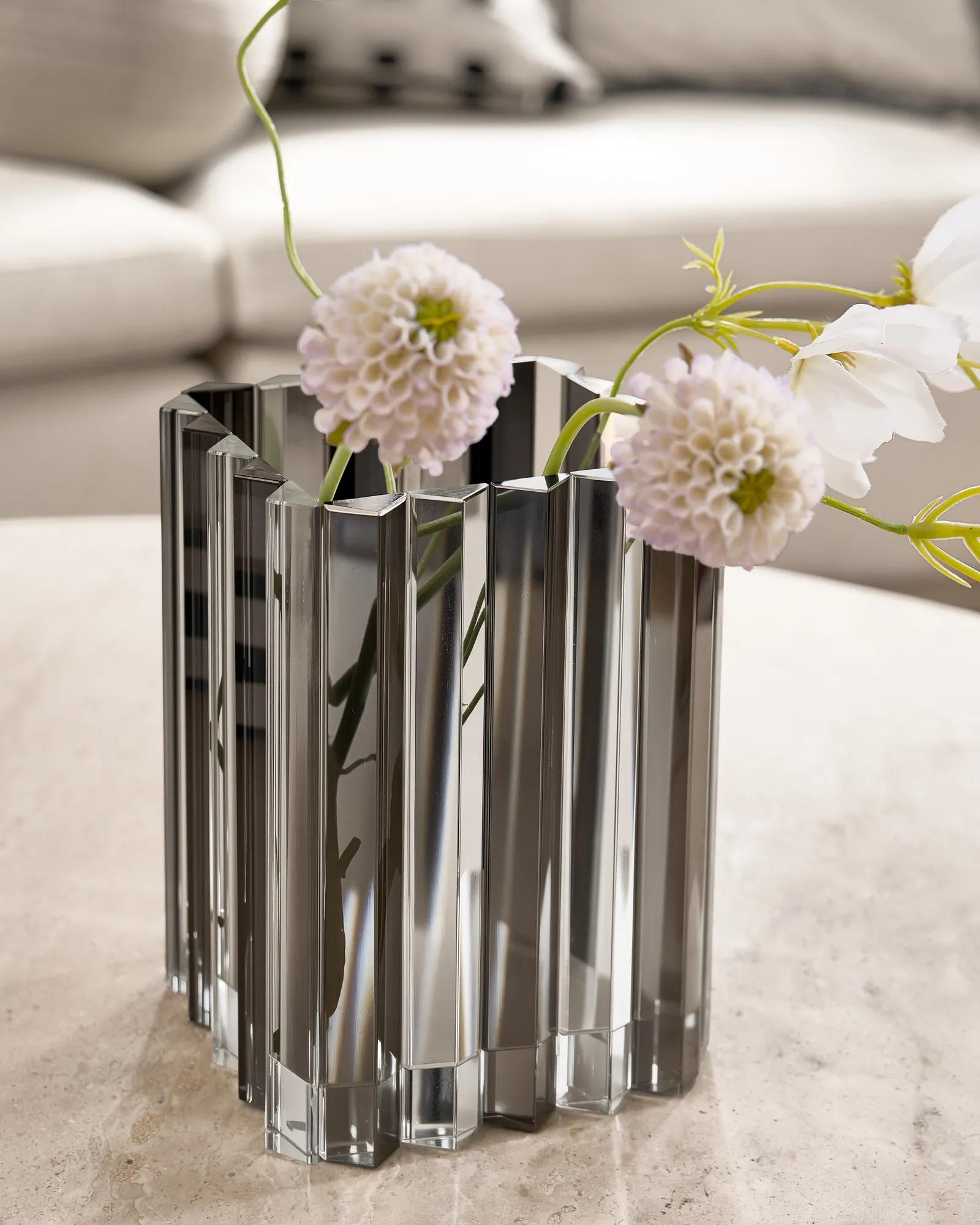 Bande Crystal Glass Candle Holder