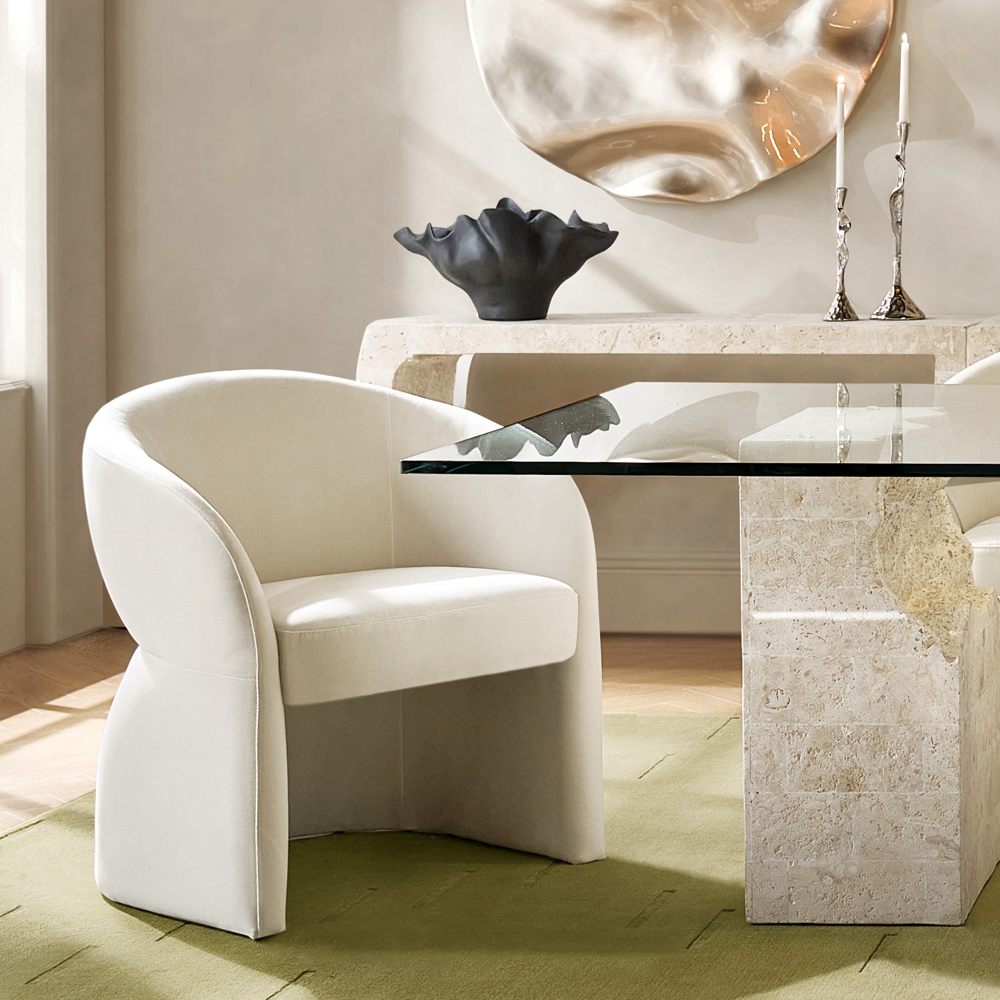 Sierra Velvet Chair - Oatmeal