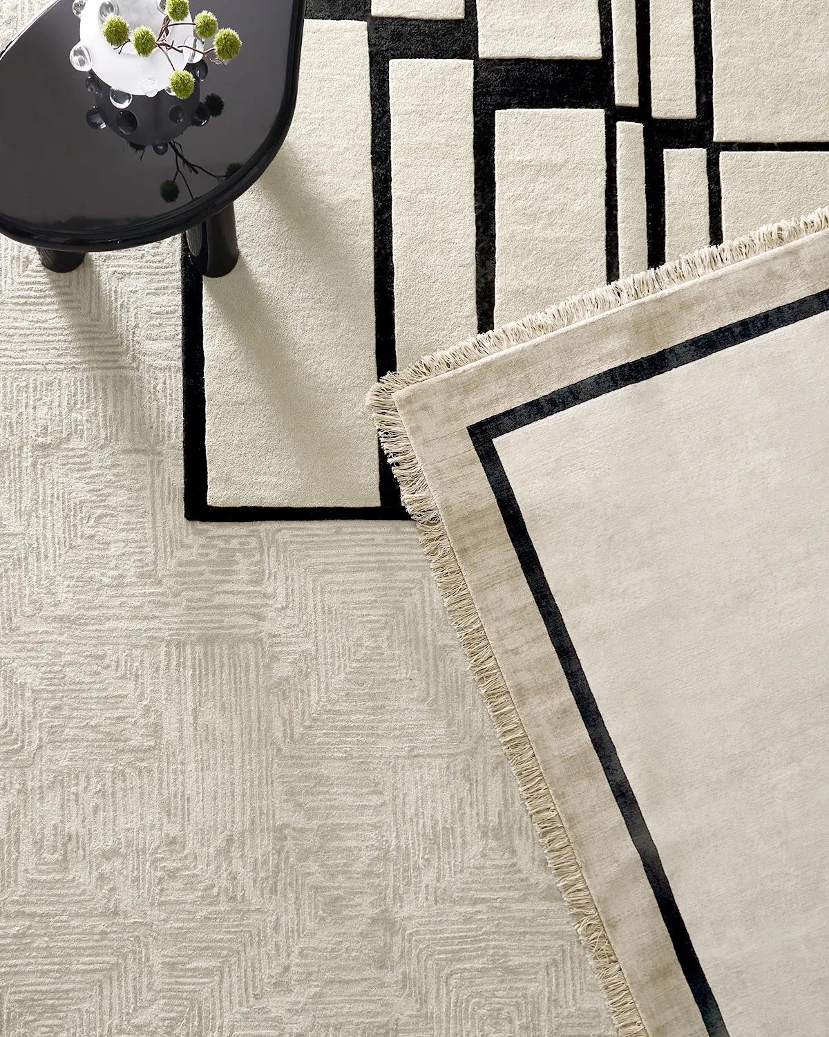 Fiona Fringe Rug - Ivory/Beige/Black