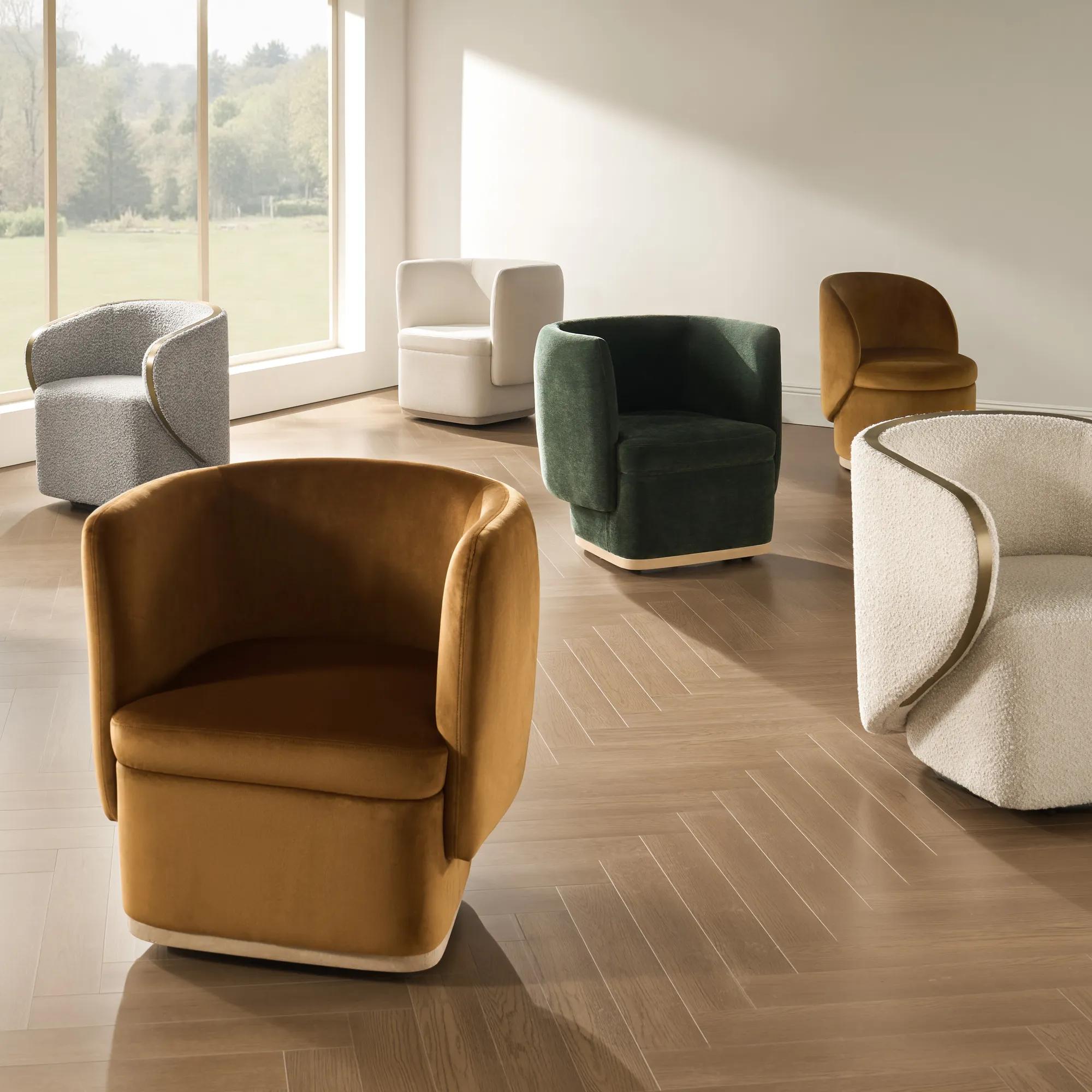 Nova Performance Boucle Swivel Chair - Light Grey