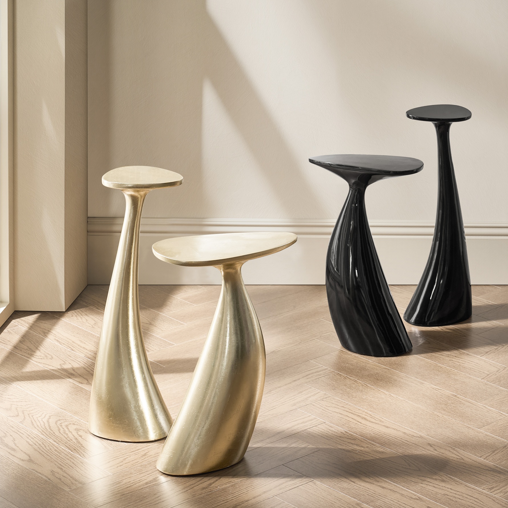 Thalia Side Table Set of 2 (8"-12.5") - Gold Leaf
