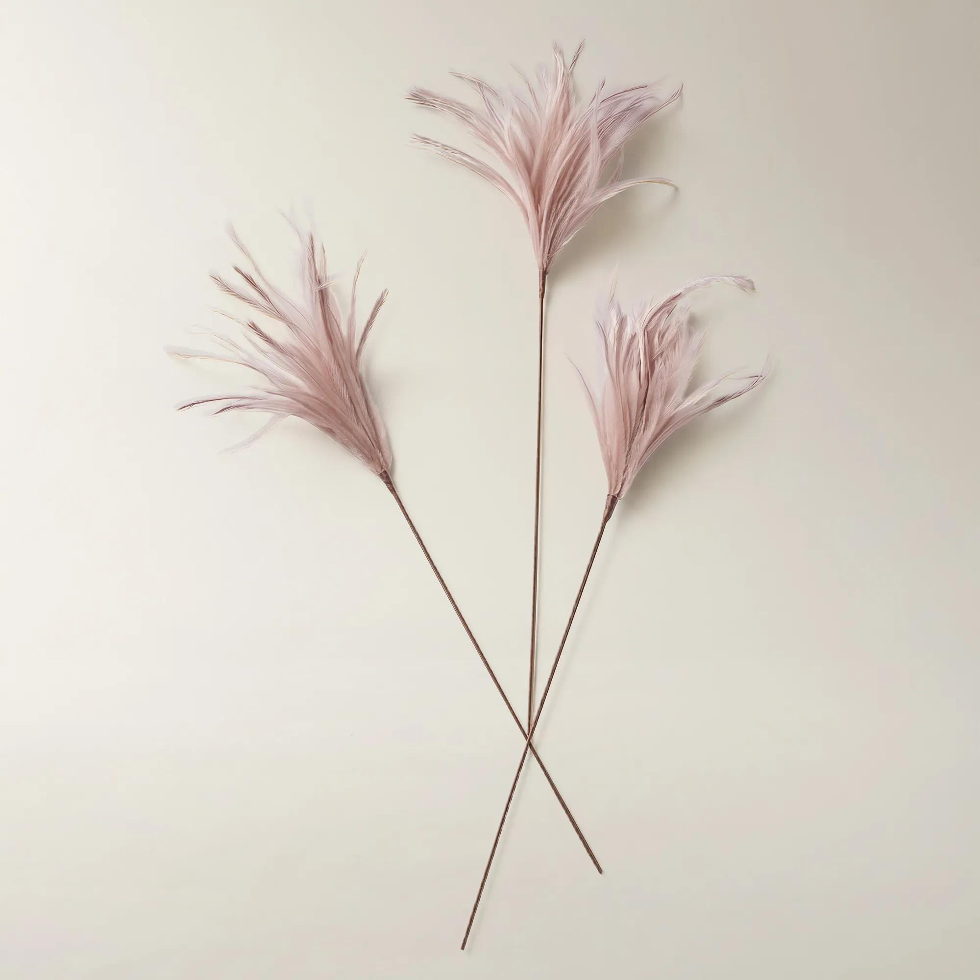 Dusty Rose Feather Pick 23.5" - Set of 3