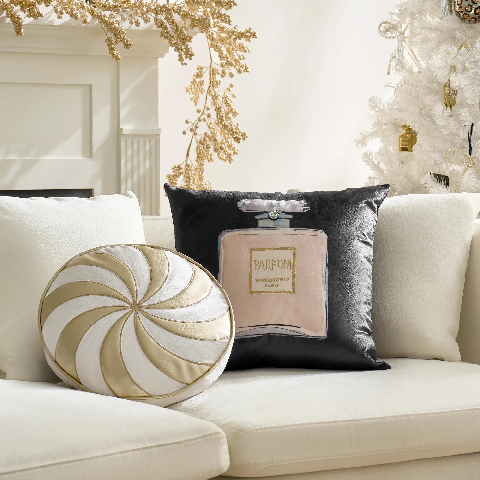 Parfum Bottle Pillow 20" - Black