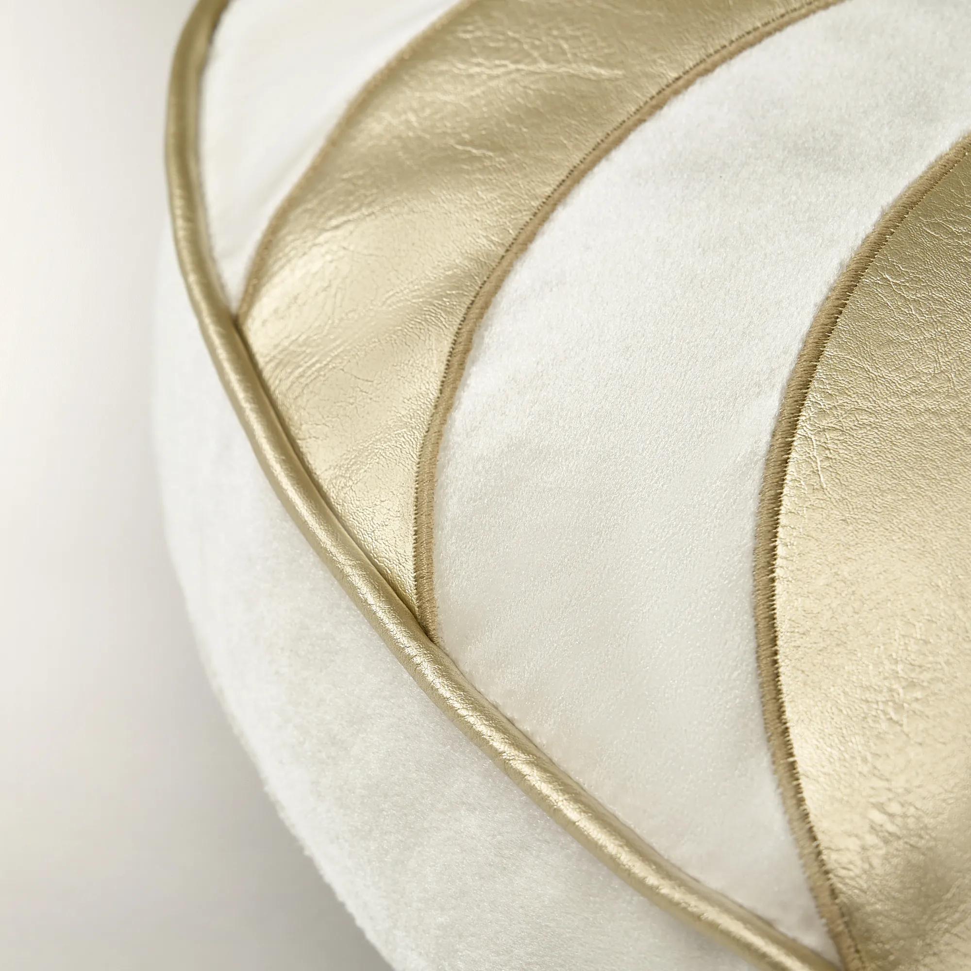 Peppermint Round Pillow 15" - Champagne/White