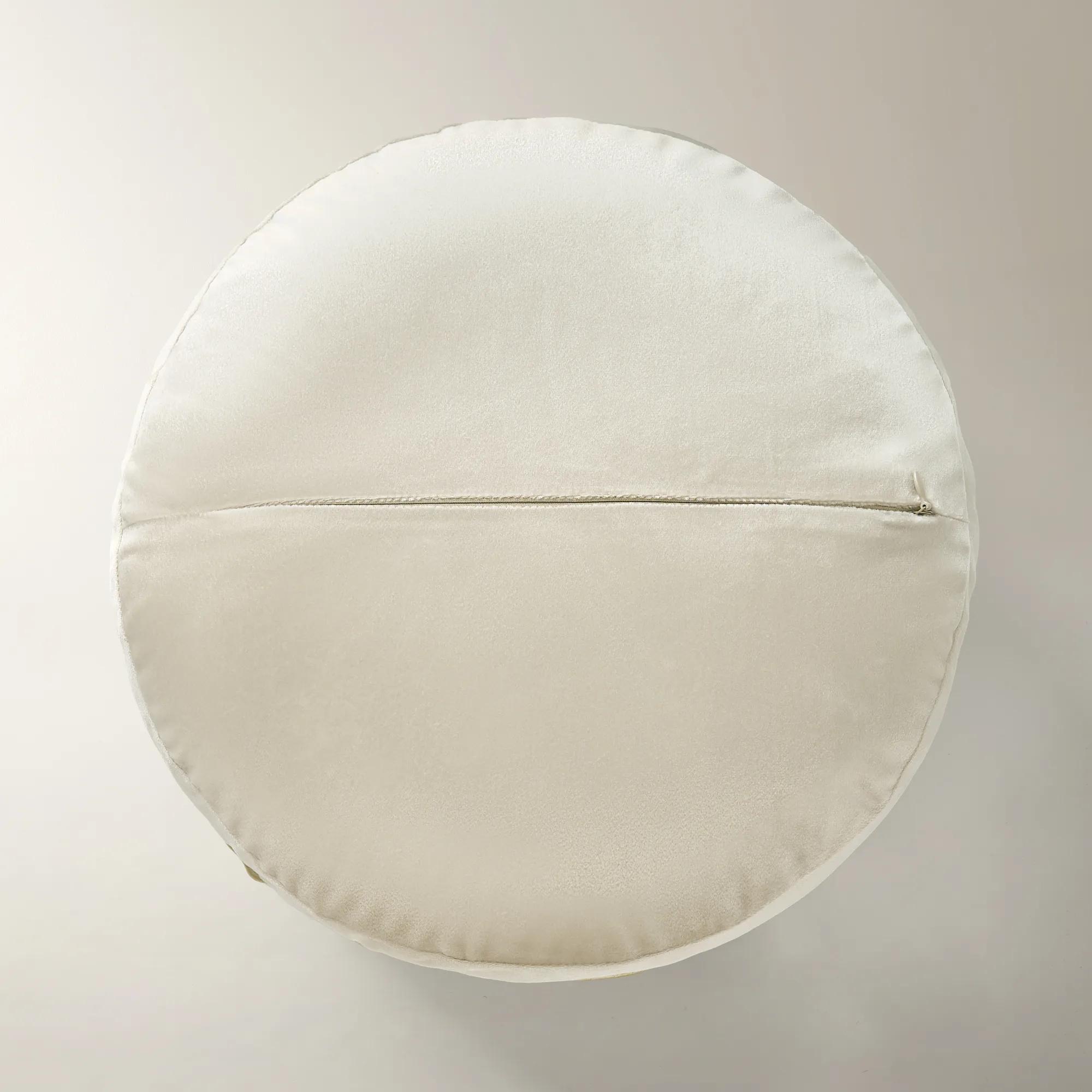 Peppermint Round Pillow 15" - Champagne/White
