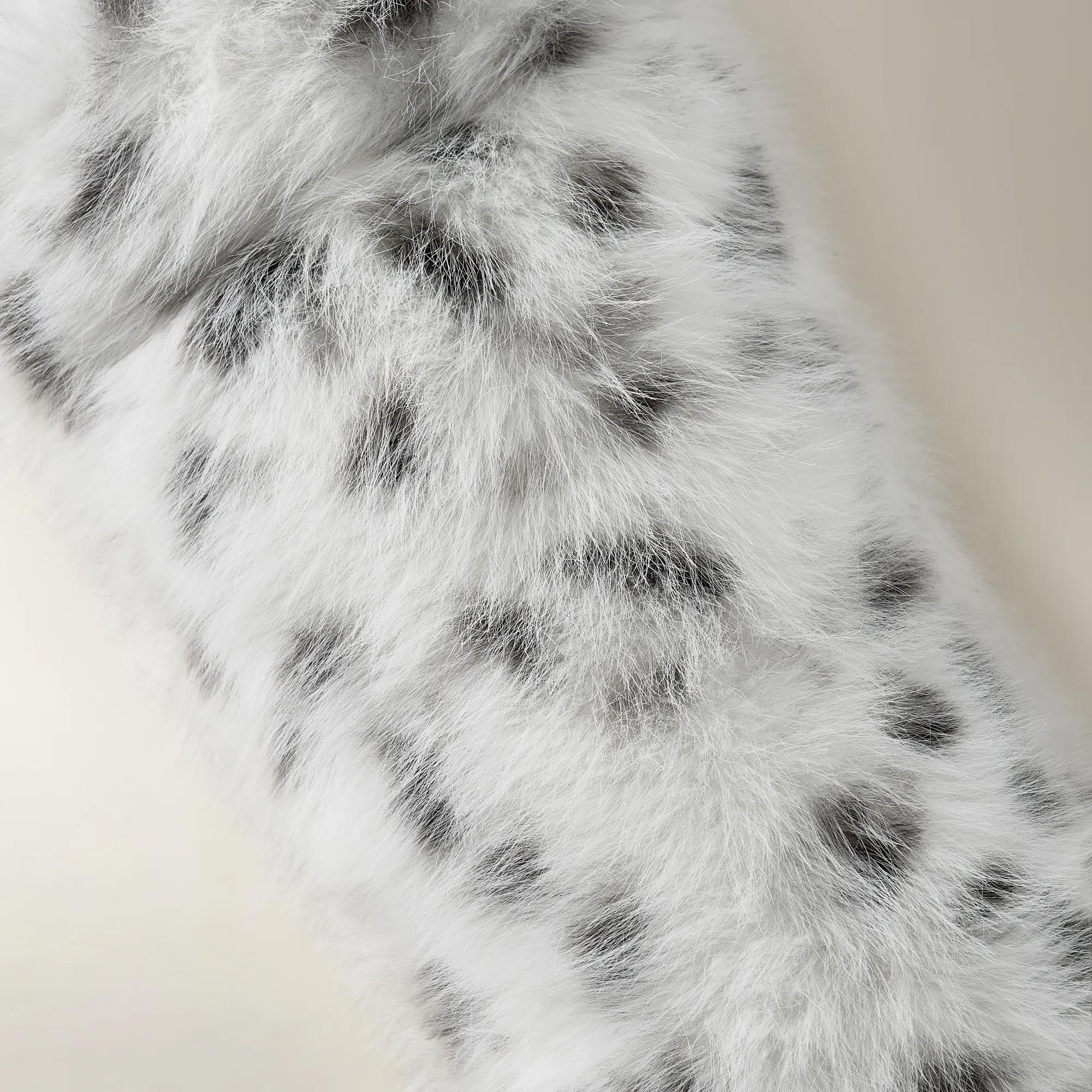 Snow Leopard Faux Fur Christmas Stocking - White/Black