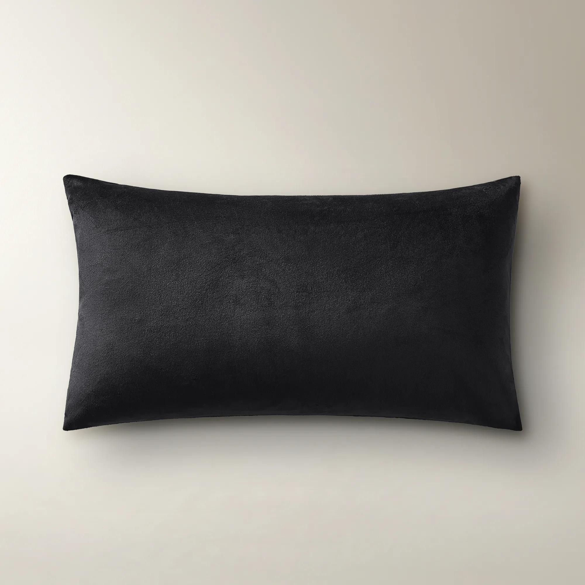 Velvet Bow Lumbar Pillow 14" x 20"- Black