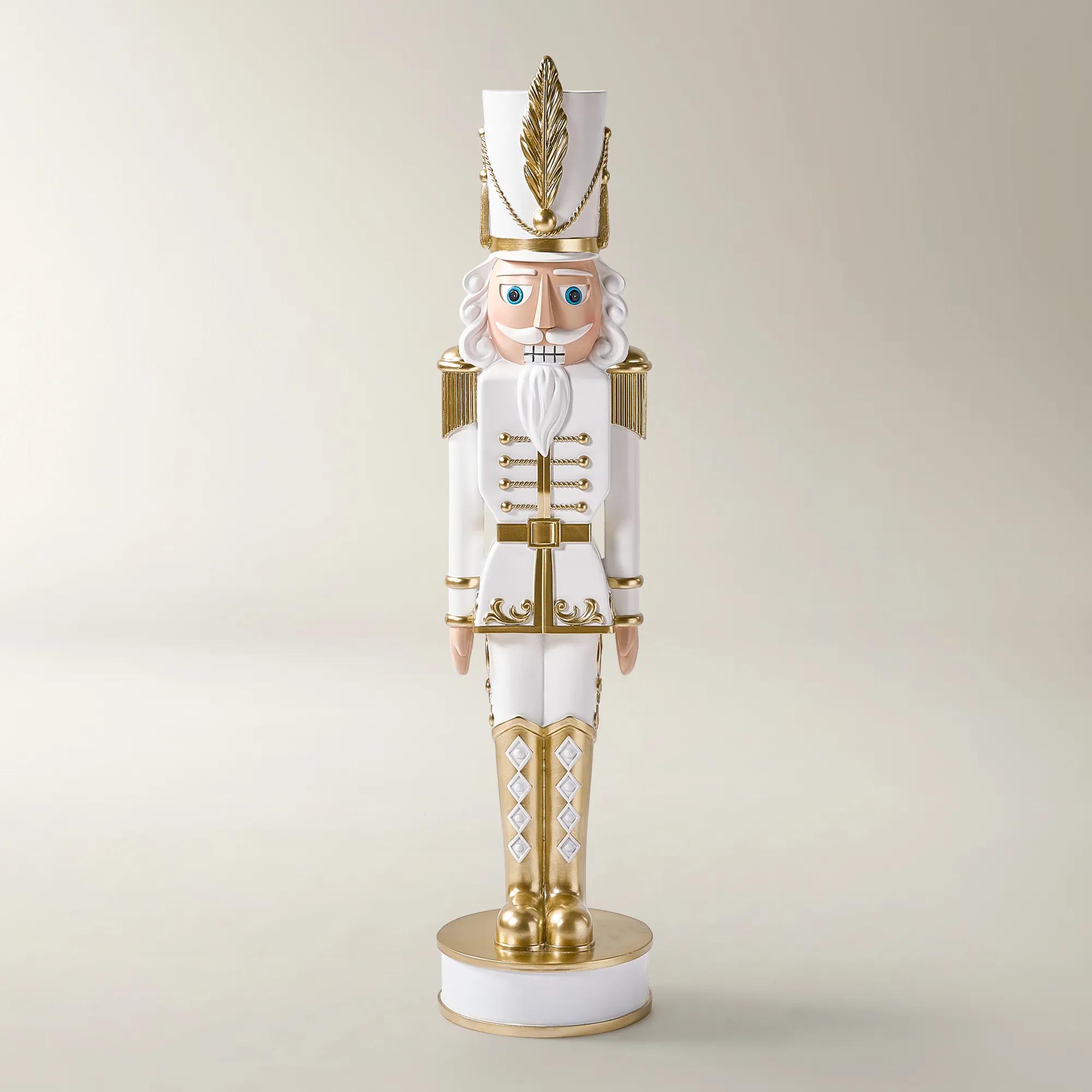 Oversized Nutcracker White/Gold - 5 Feet