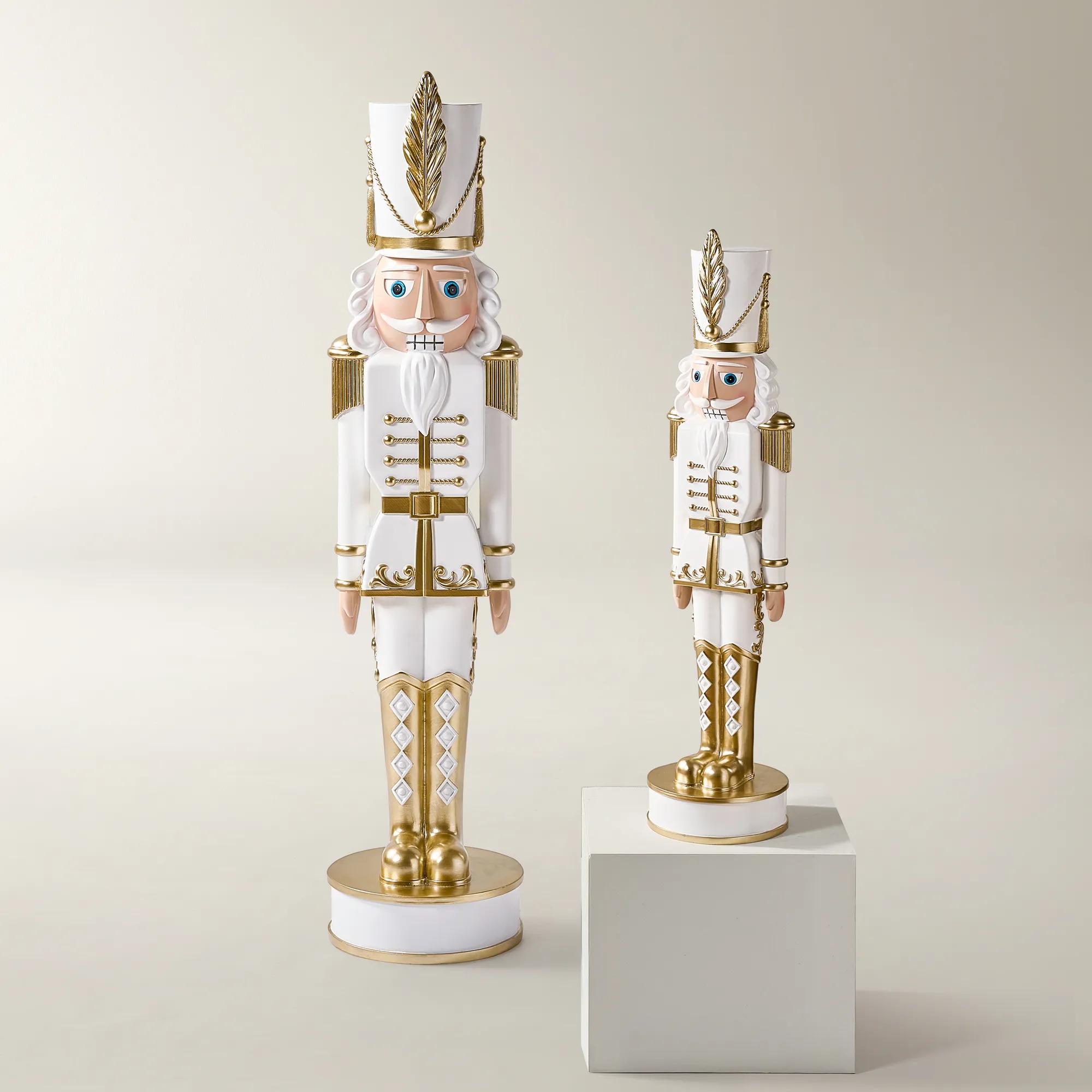 Oversized Nutcracker White/Gold- 3 Feet