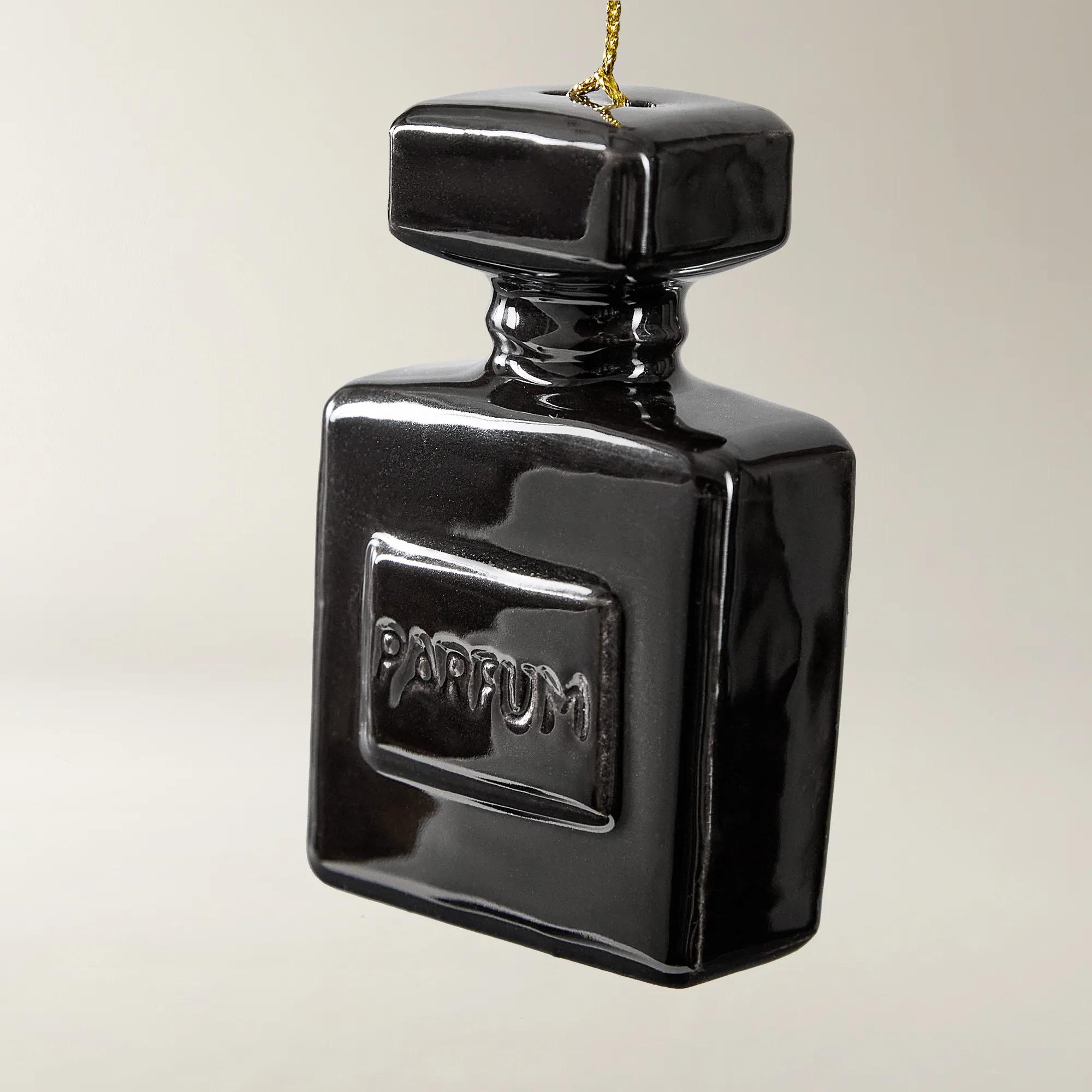 Parfum Bottle & Handbag Ornaments Glossy Black - Set of 4