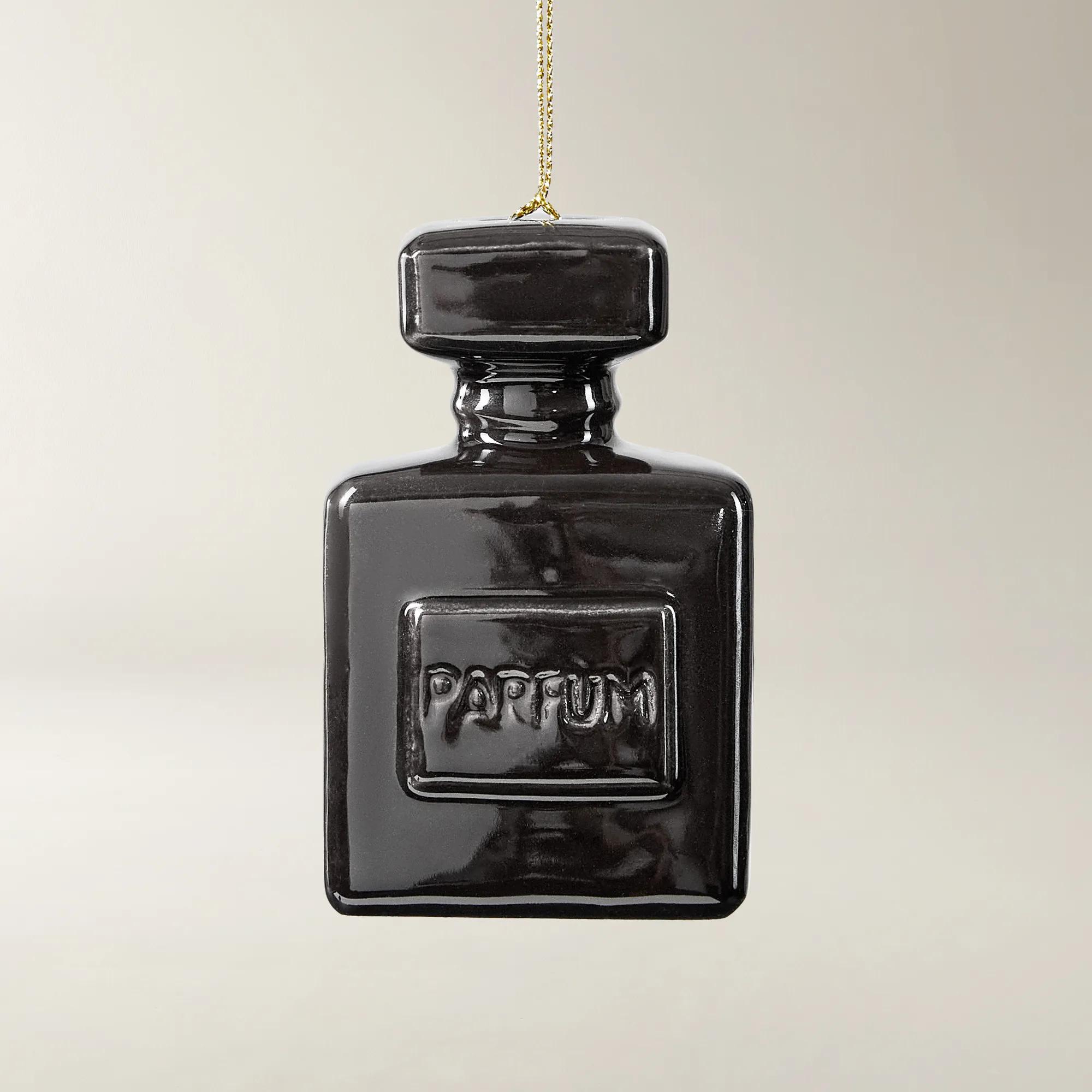 Parfum Bottle & Handbag Ornaments Glossy Black - Set of 4