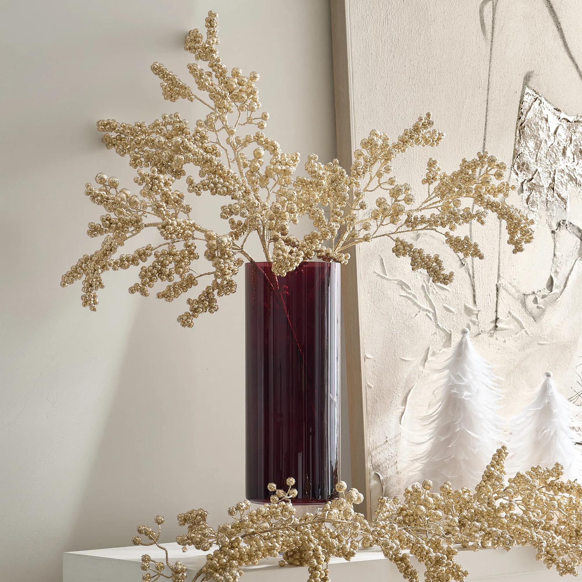 Metallic Gold Berry Stem 33" - Set of 3