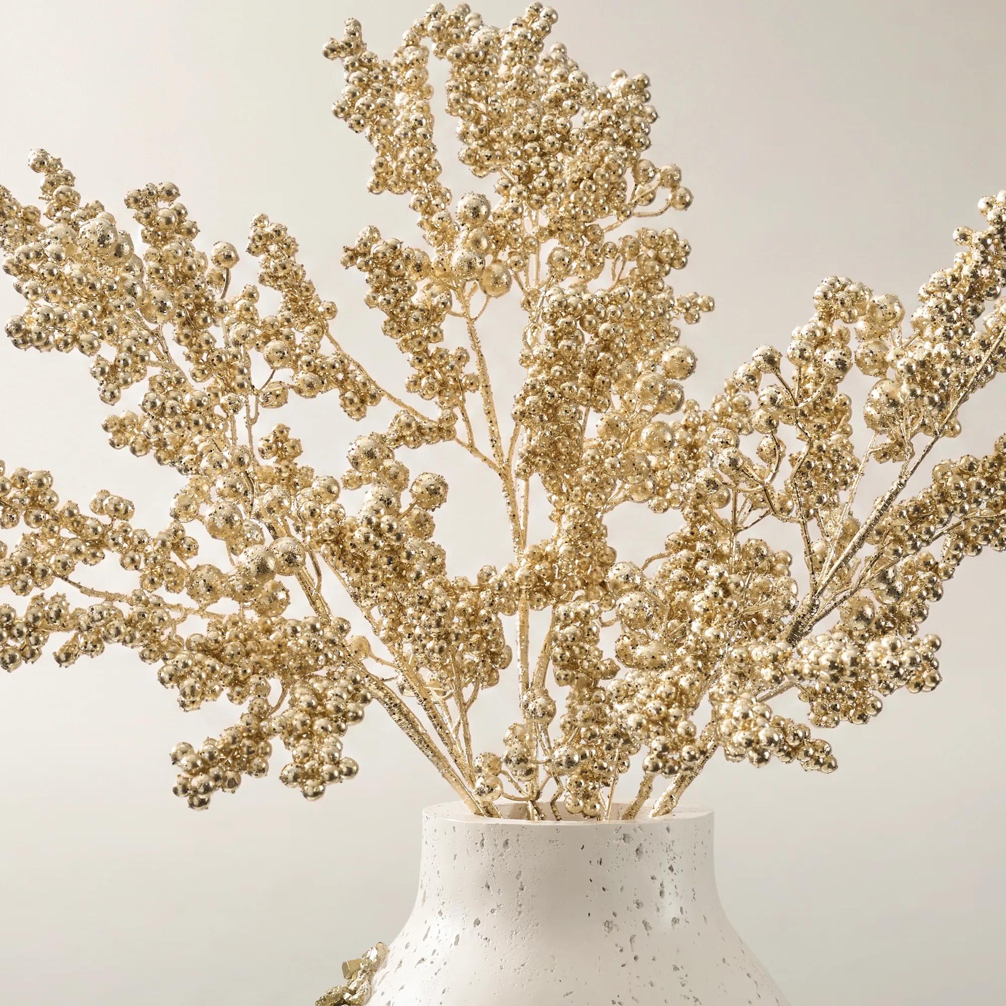 Metallic Gold Berry Stem 33" - Set of 3