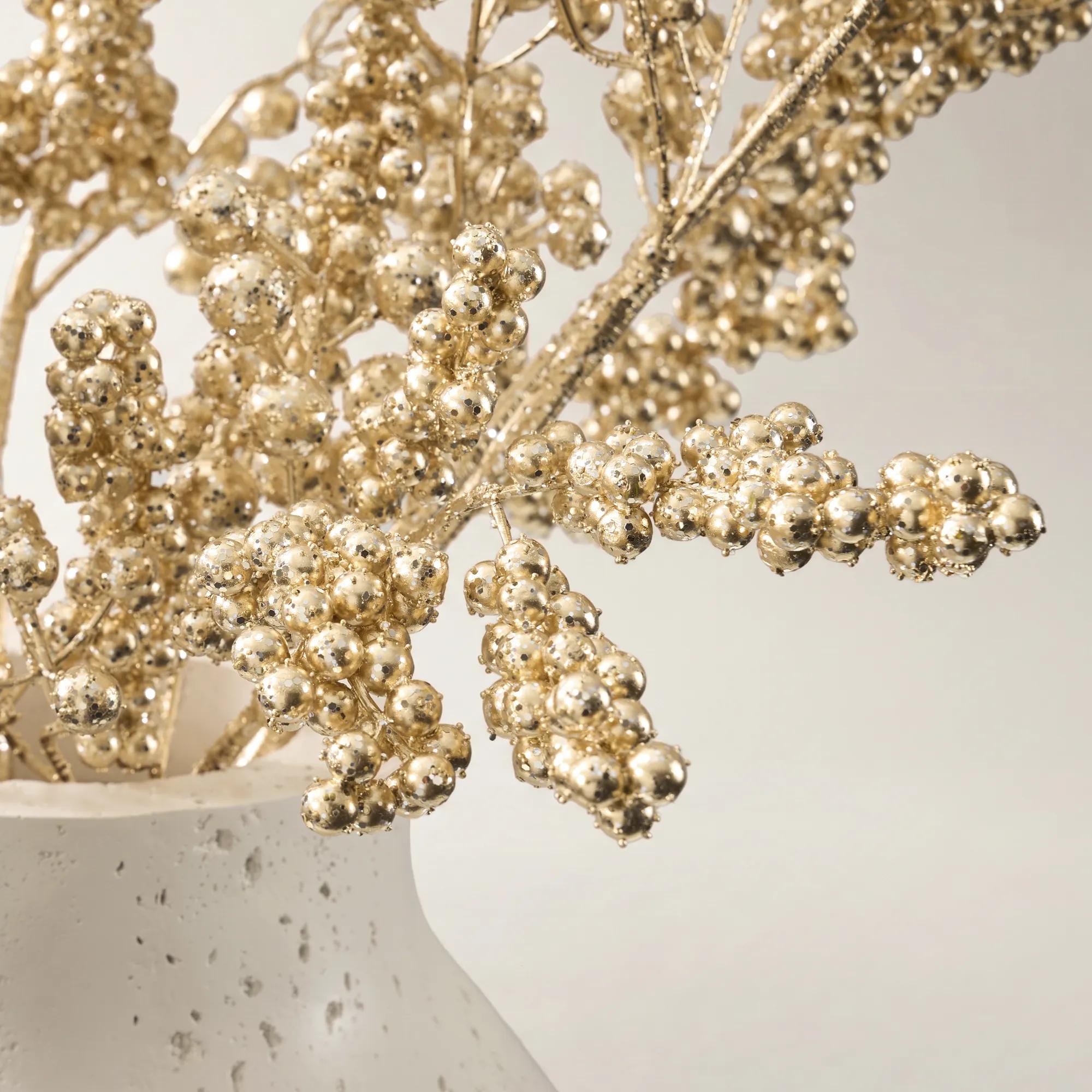 Metallic Gold Berry Stem 33" - Set of 3