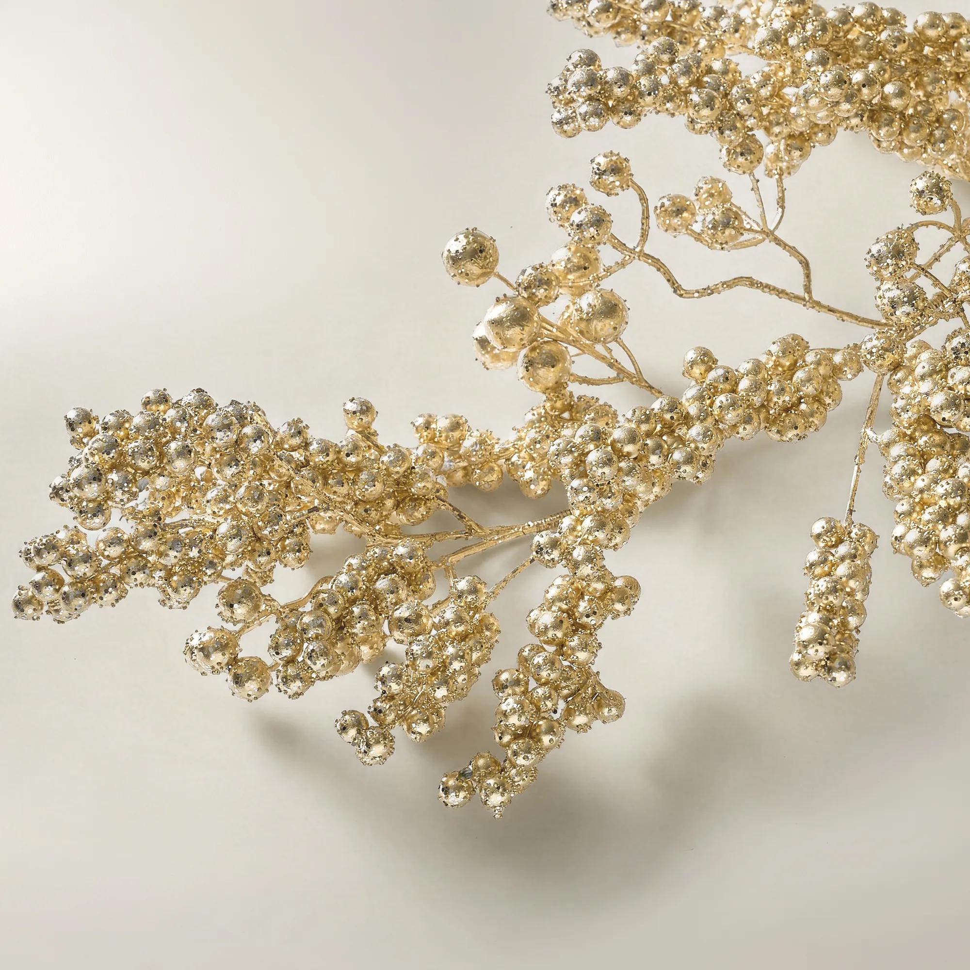 Metallic Gold Berry Garland 72"