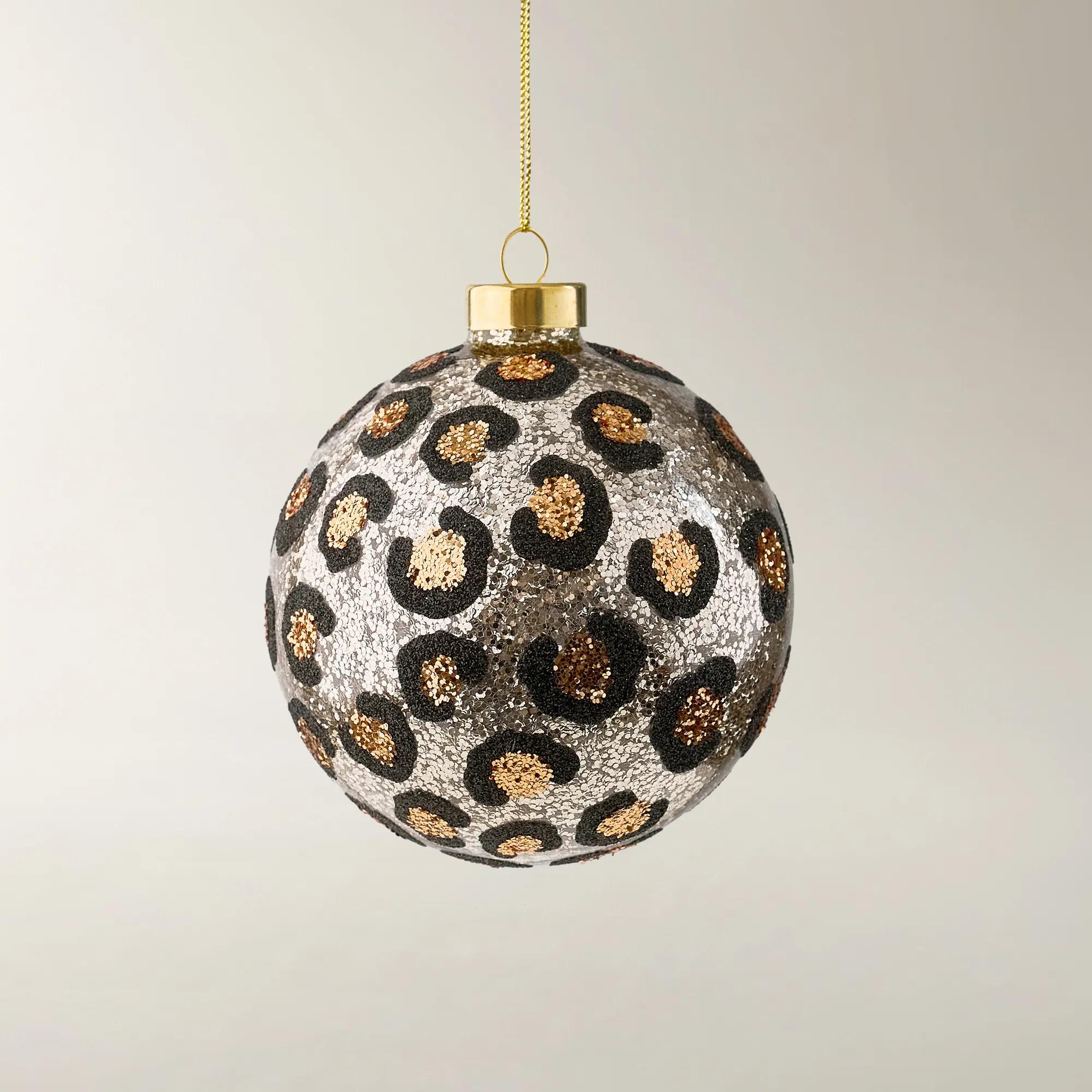 Leopard Print Glitter Ornament