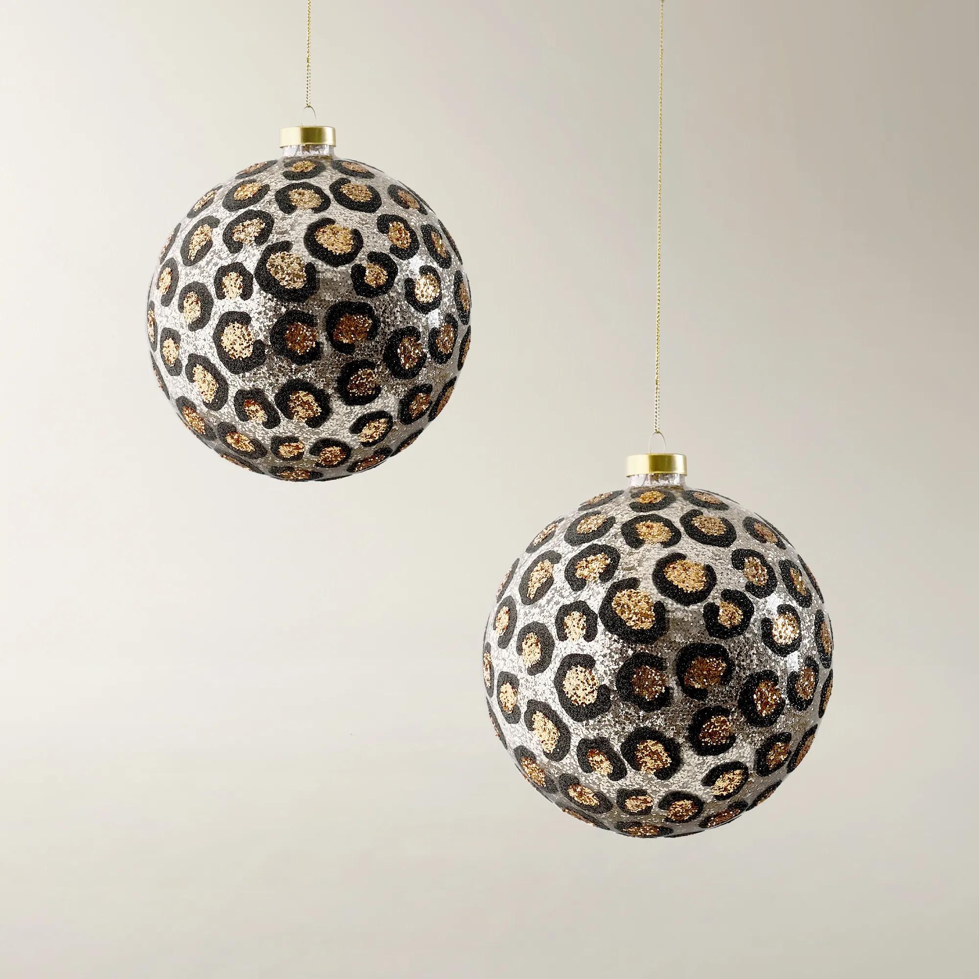 Leopard Print Glitter Ornament