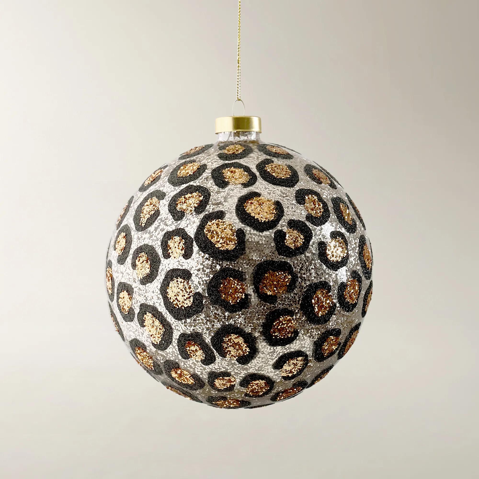 Leopard Print Glitter Ornament