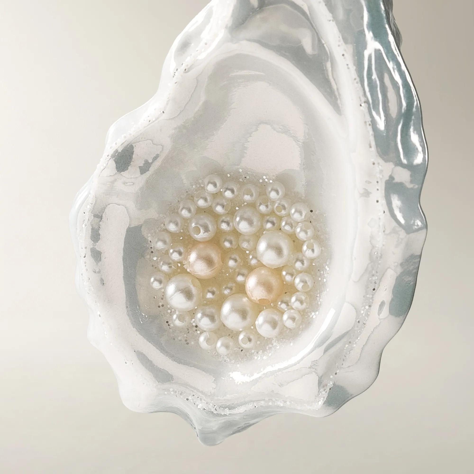 Oyster Glass Ornament 5.75" - Set of 2