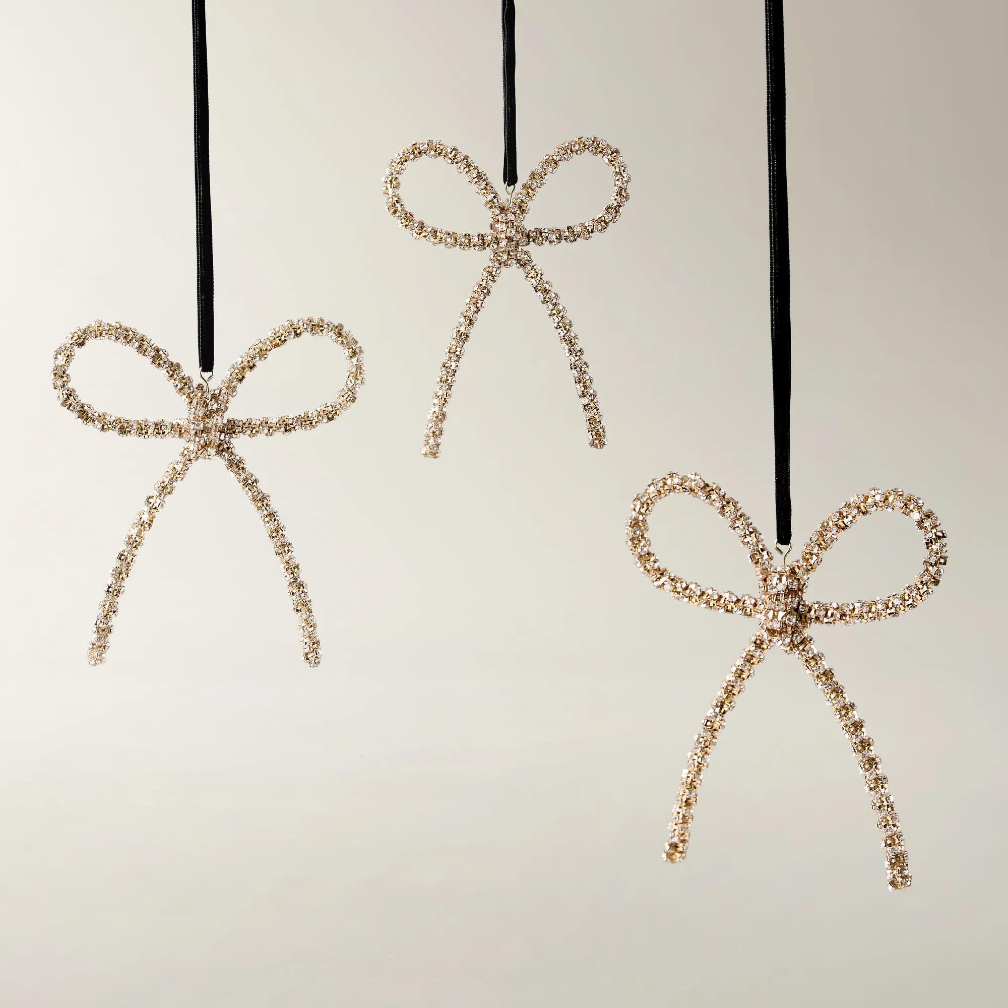Embellished Bow Ornament - Set of 3