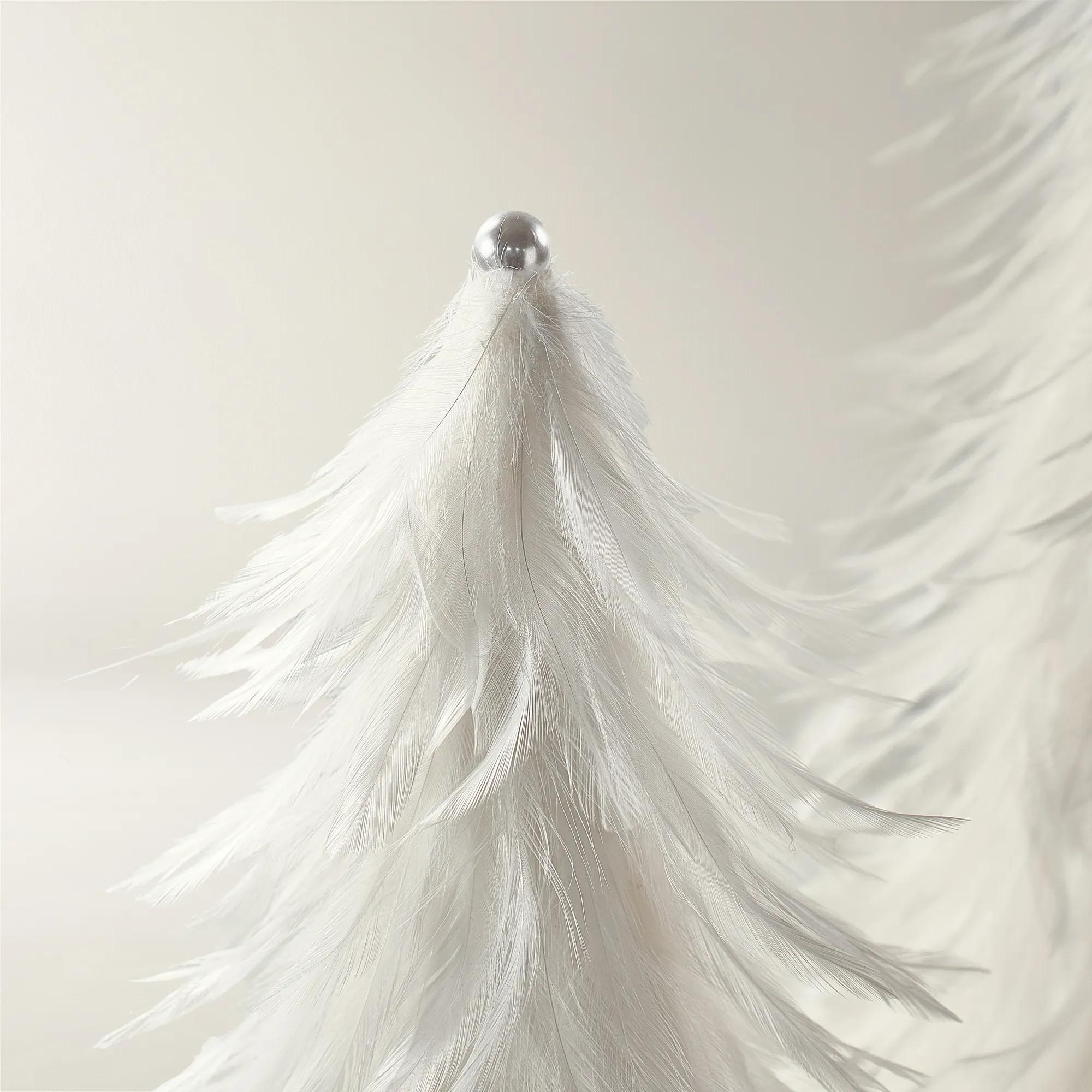 White Feather & Pearl Tree set - 11.75" & 12.75"