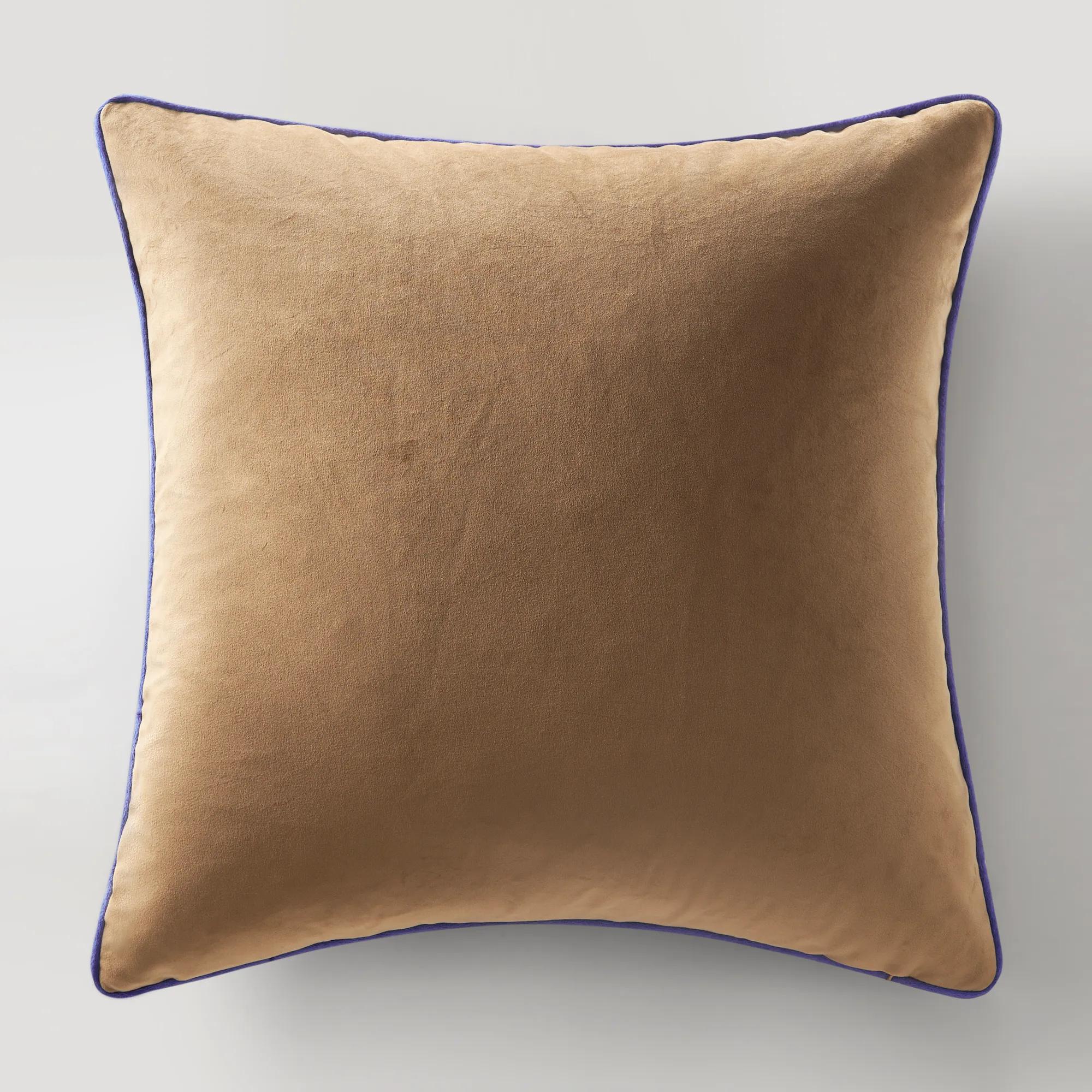 Bronze Tiger Pillow 22" - Blue Piping