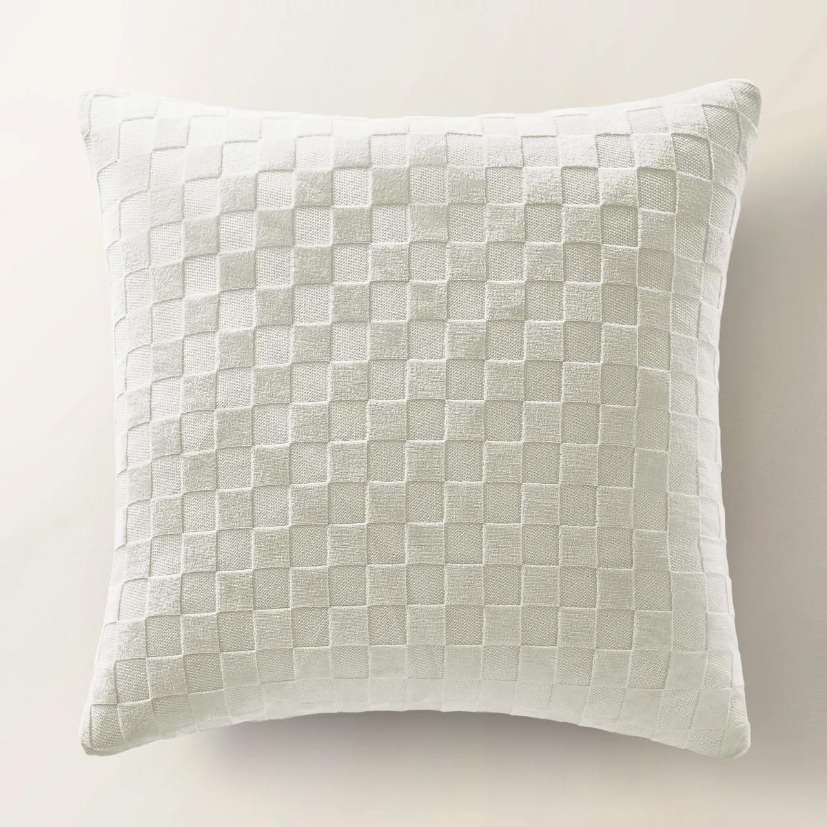 Checker Velvet Pillow 22" - White