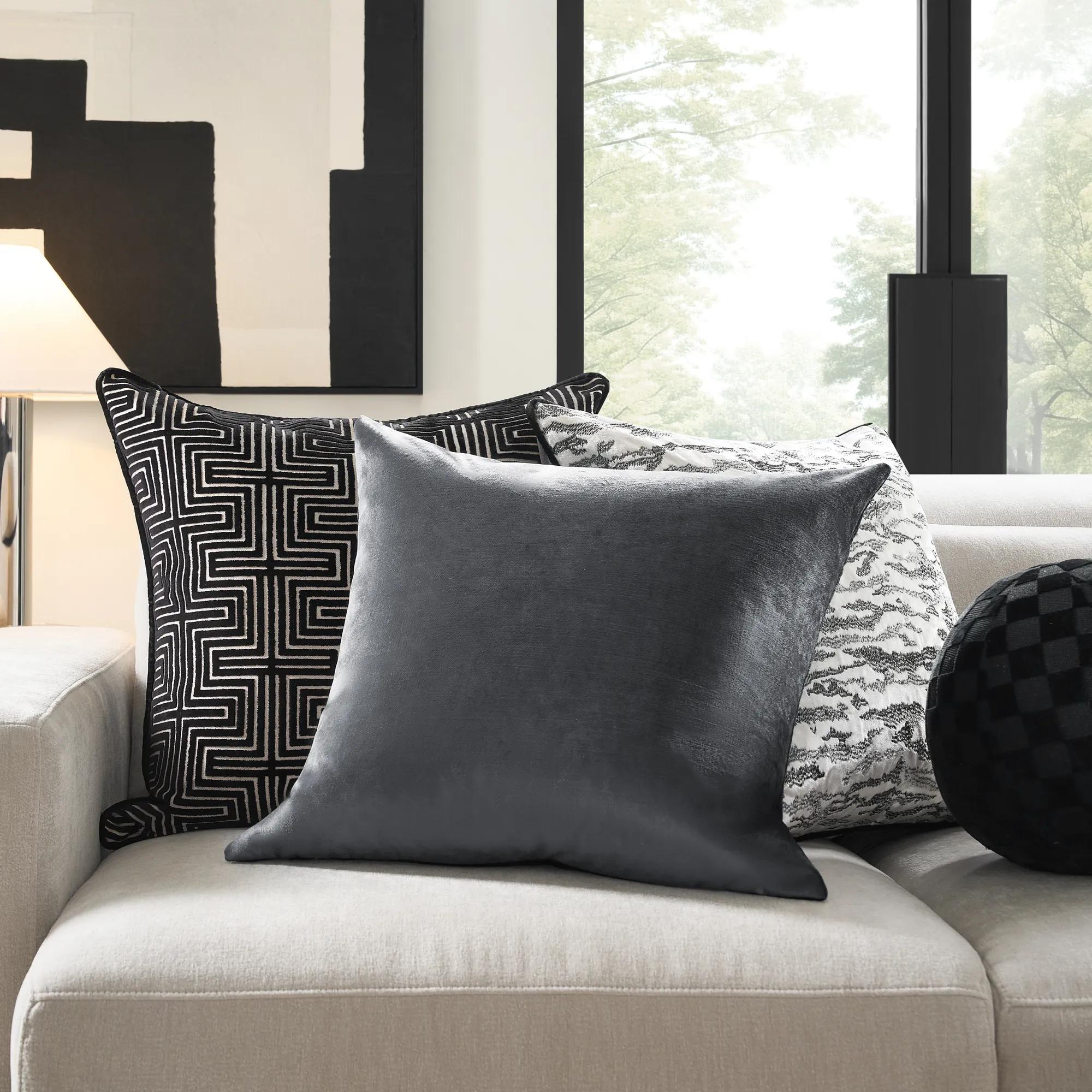 Glisten Velvet Pillow 22" - Charcoal