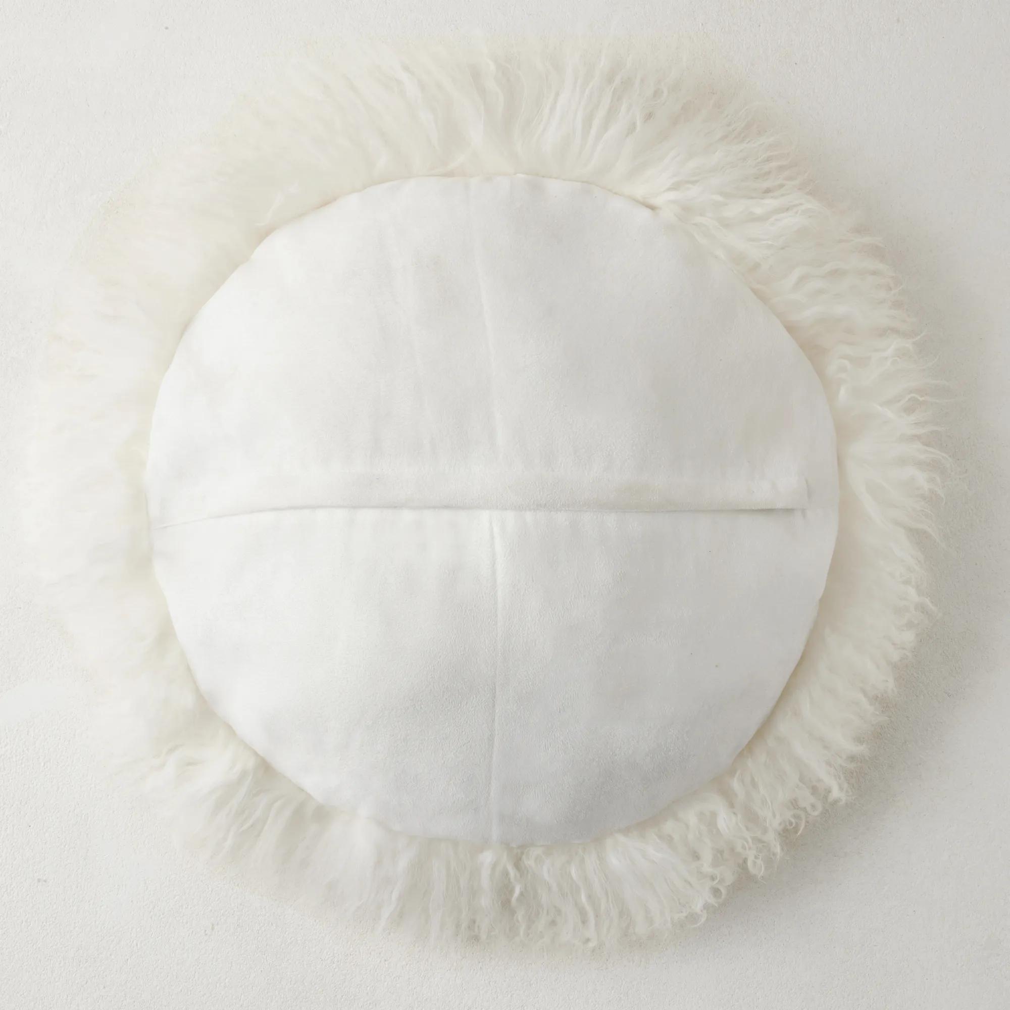 Mia White Mongolian Lamb Fur Pillow 18"D