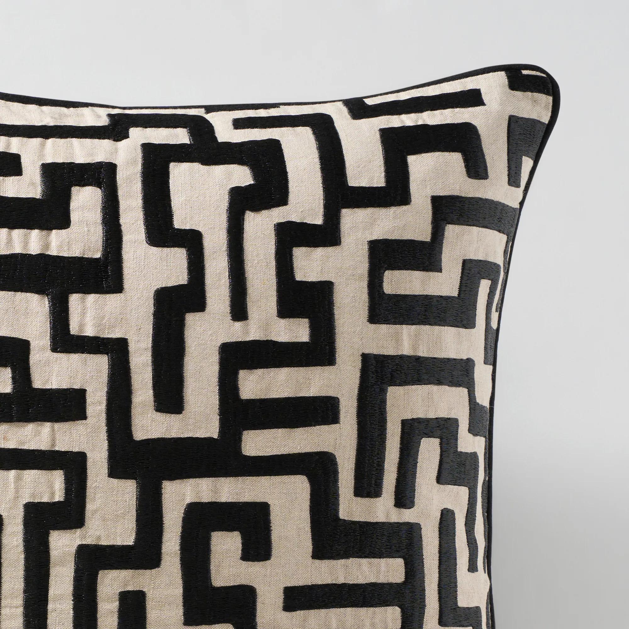Mod Maze Pillow 22" - Black