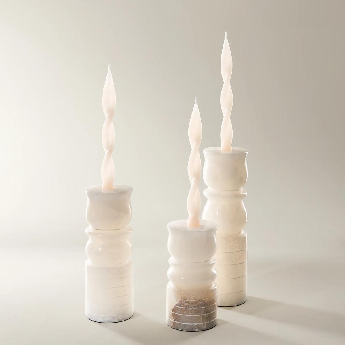 Alabaster Taper Holder