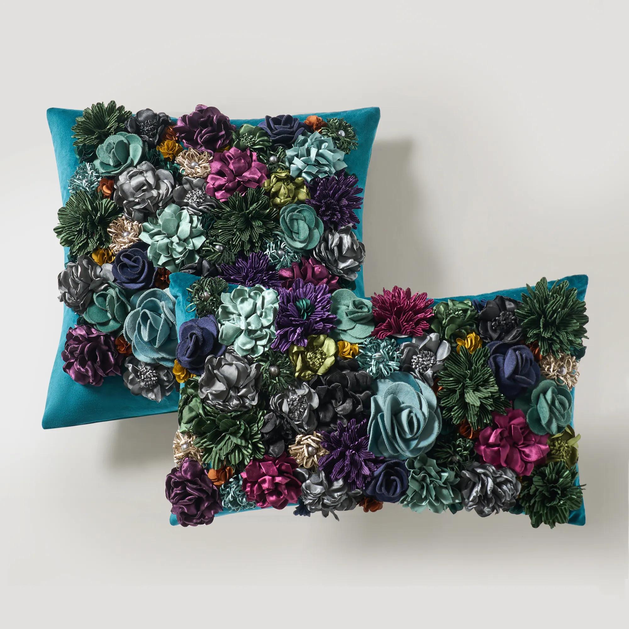 Posy Pillow 18" -  Cerulean