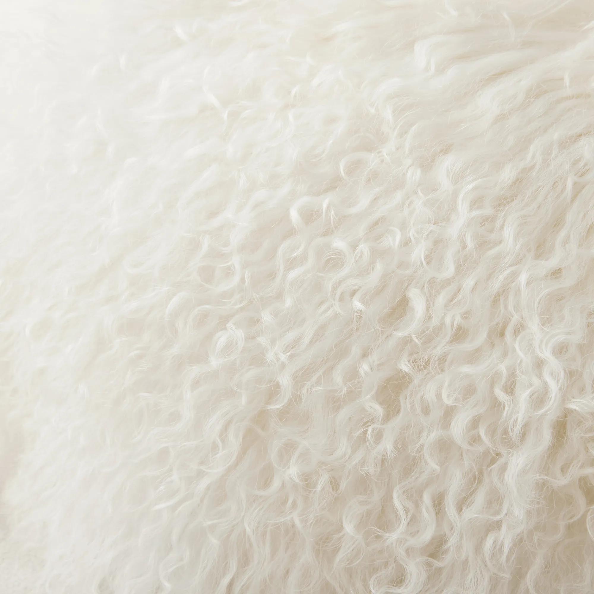 Mia White Mongolian Lamb Fur Pillow 18"D