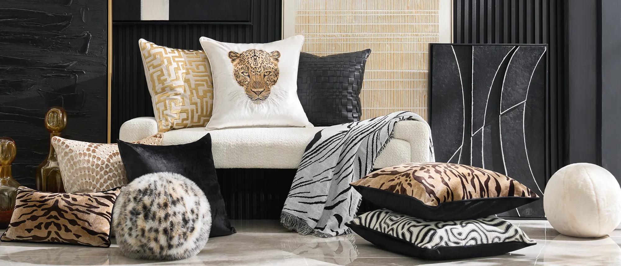 Spotted Faux Fur Ball Pillow 12"