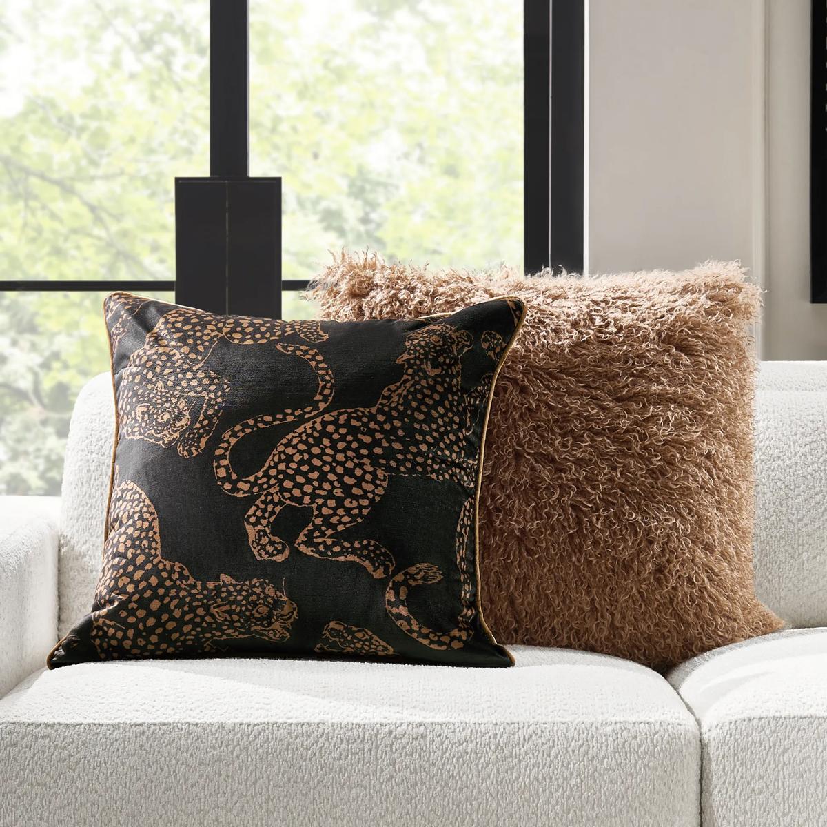 Micah Faux Mongolian Pillow 22" - Mocha