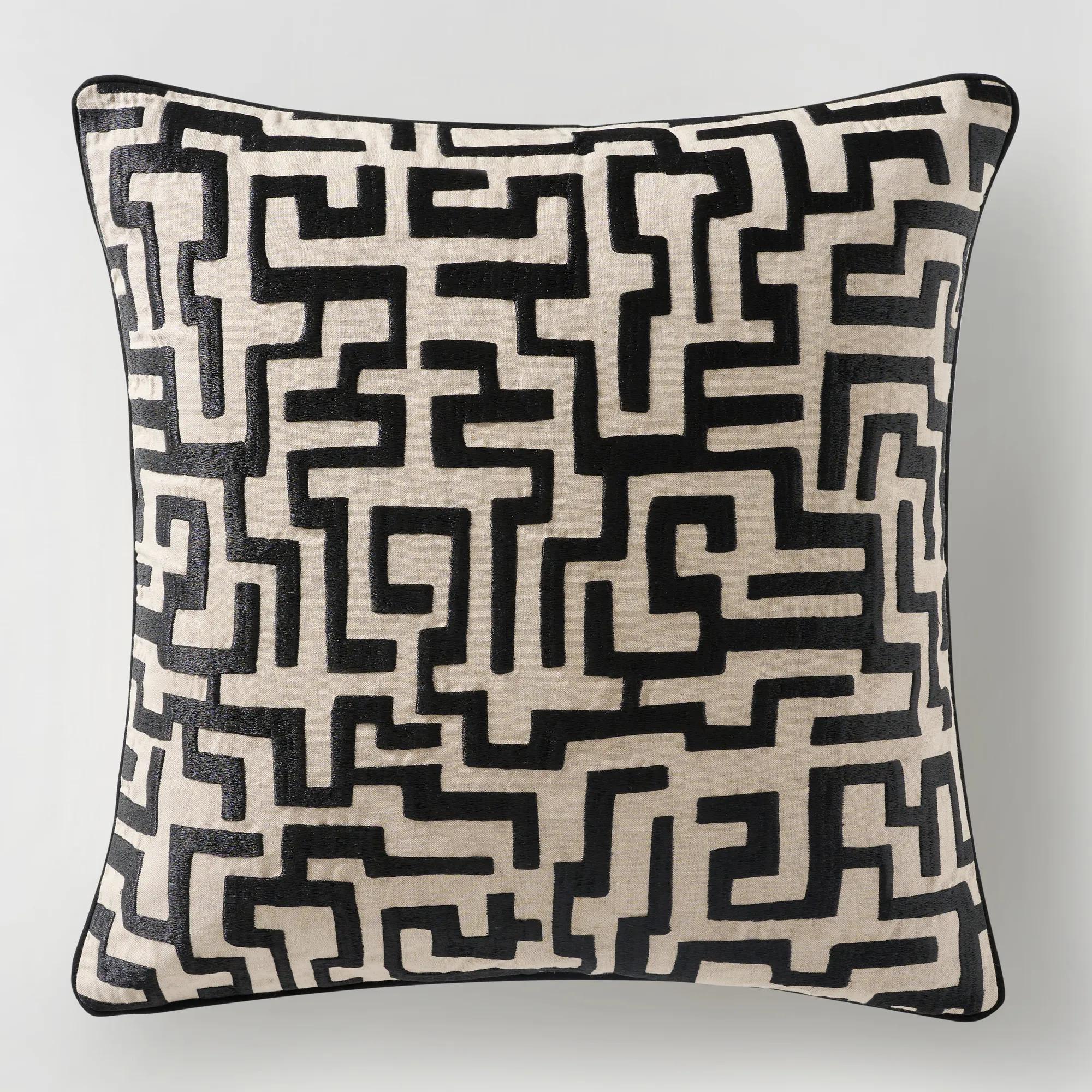 Mod Maze Pillow 22" - Black