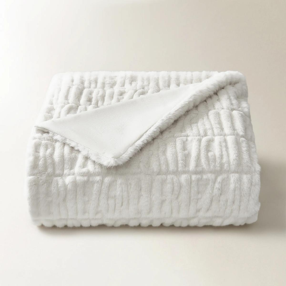 Z Carved Faux Fur Throw 50" x 60" - Ivory