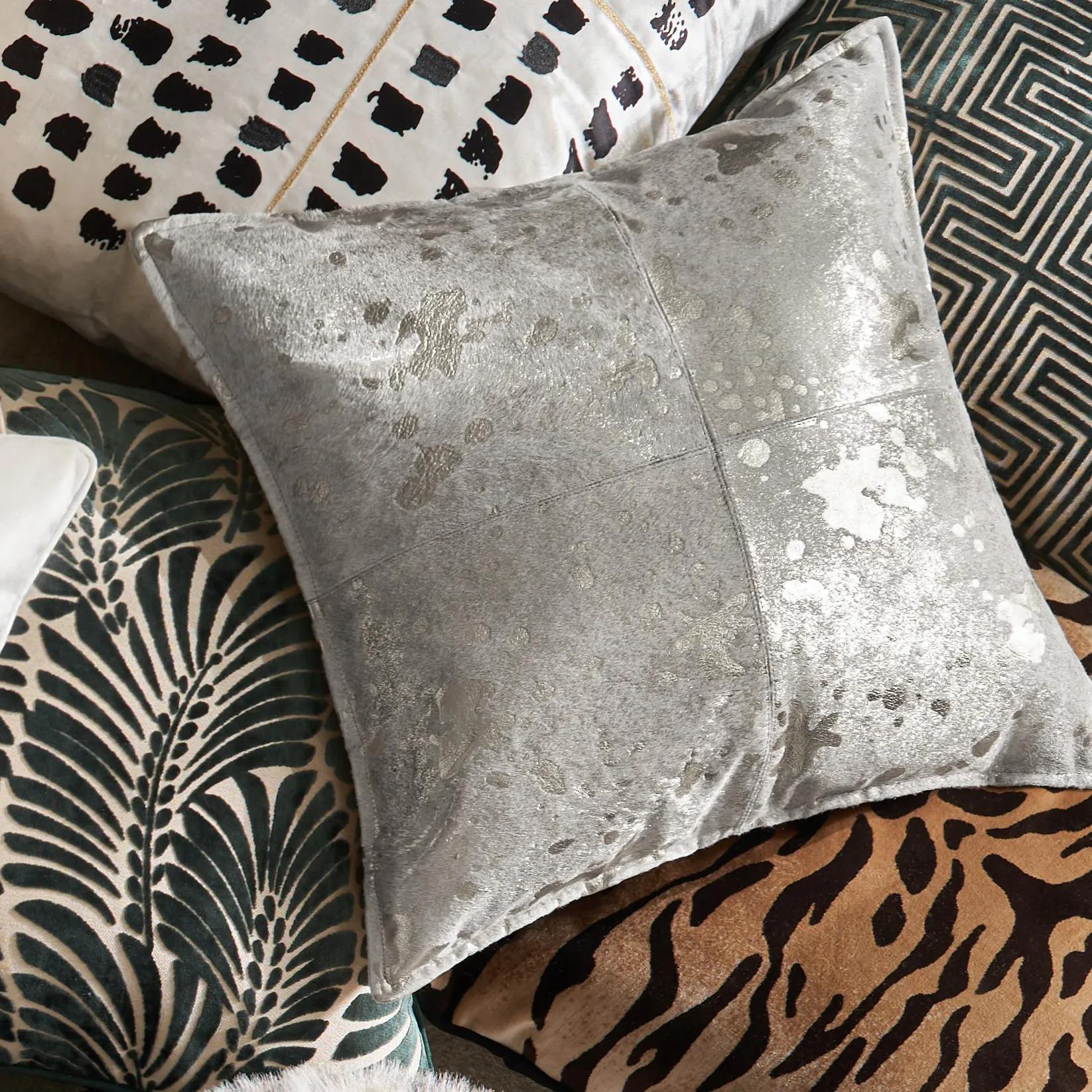 Metallic Hide Pillow 20" - Silver