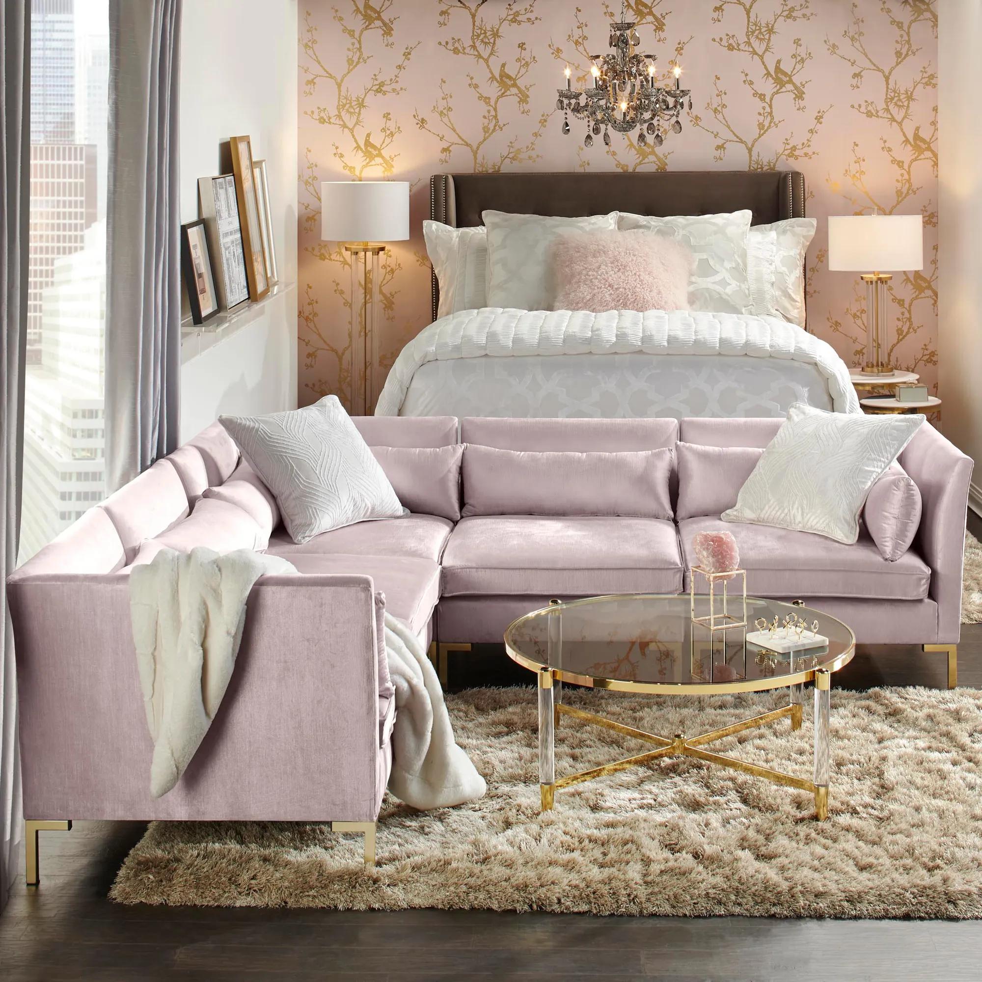 Mia Mongolian Pillow 22" - Blush