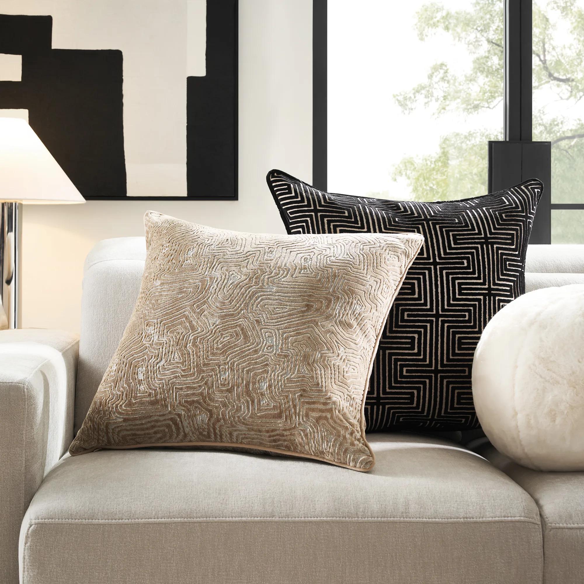 Geode Velvet Pillow 22" - Tan