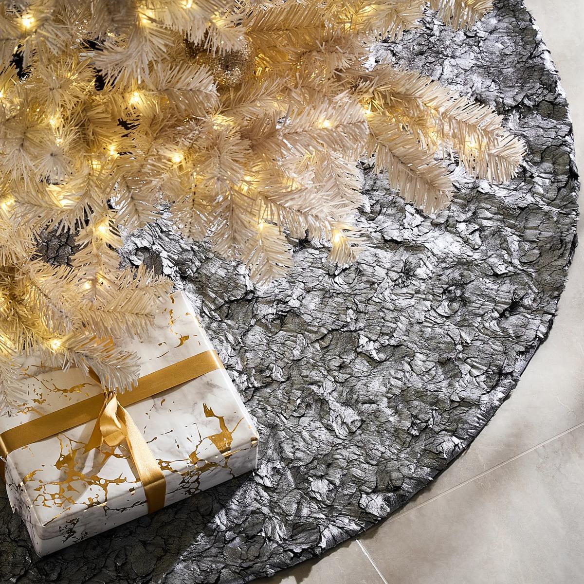 Celeste Metallic Fur Tree Skirt 48" - Graphite