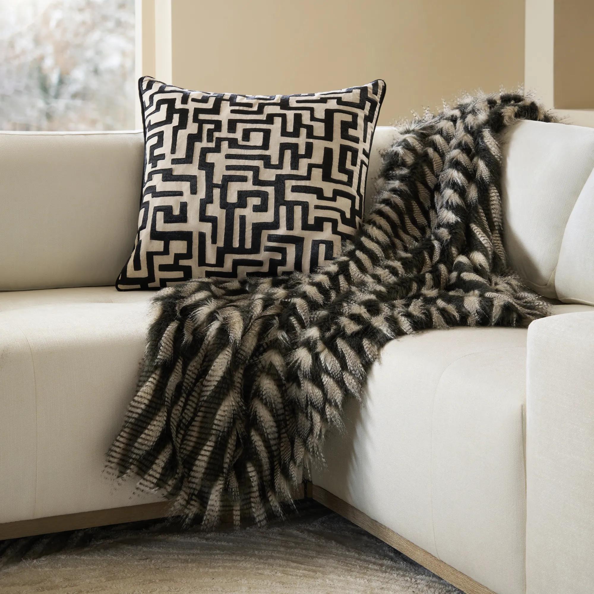Mod Maze Pillow 22" - Black